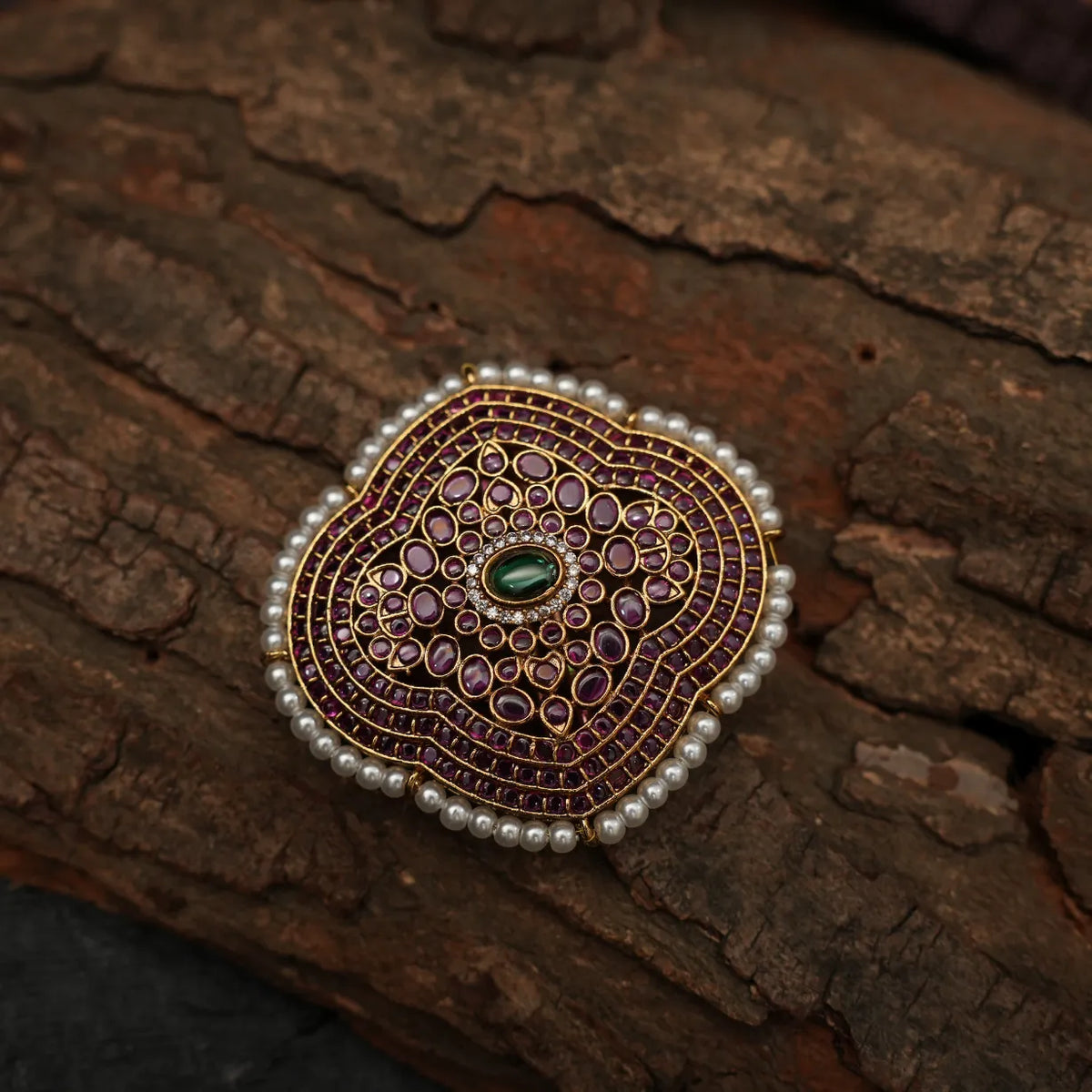 Ishita Antique Hair Pin / Rakkodi - Red & Green