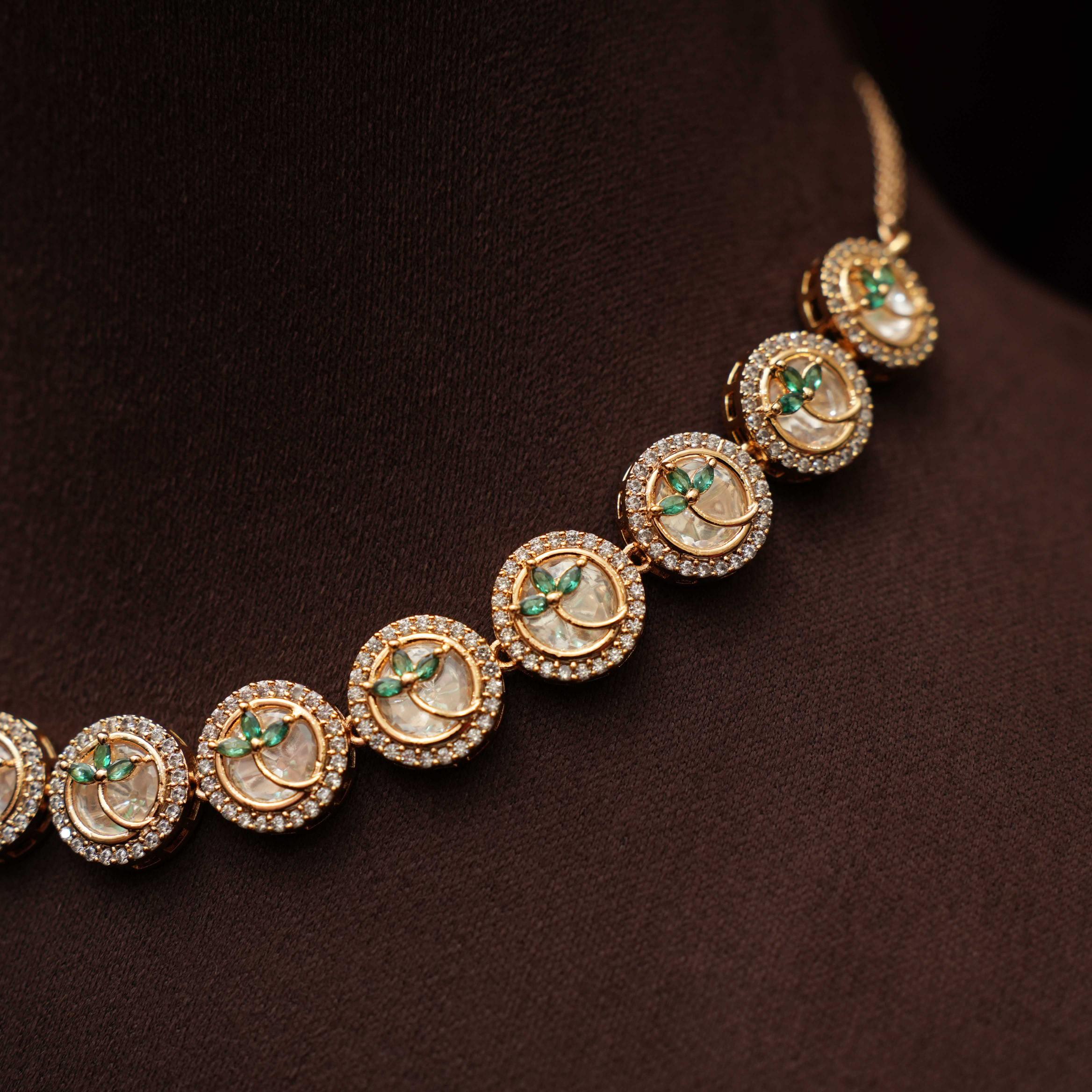 Ishita Polki Choker - Green