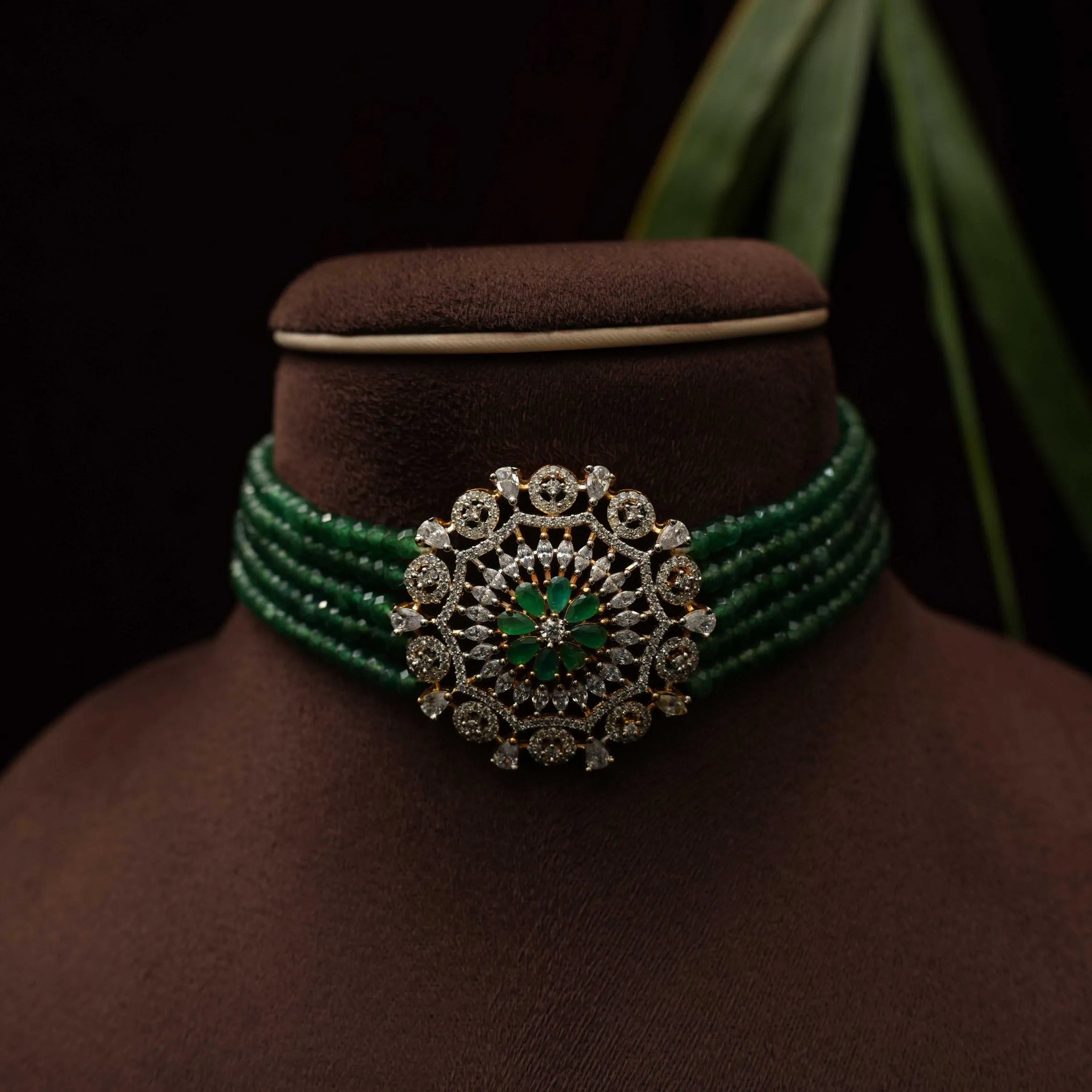 Iyla Green Beaded Zircon Choker