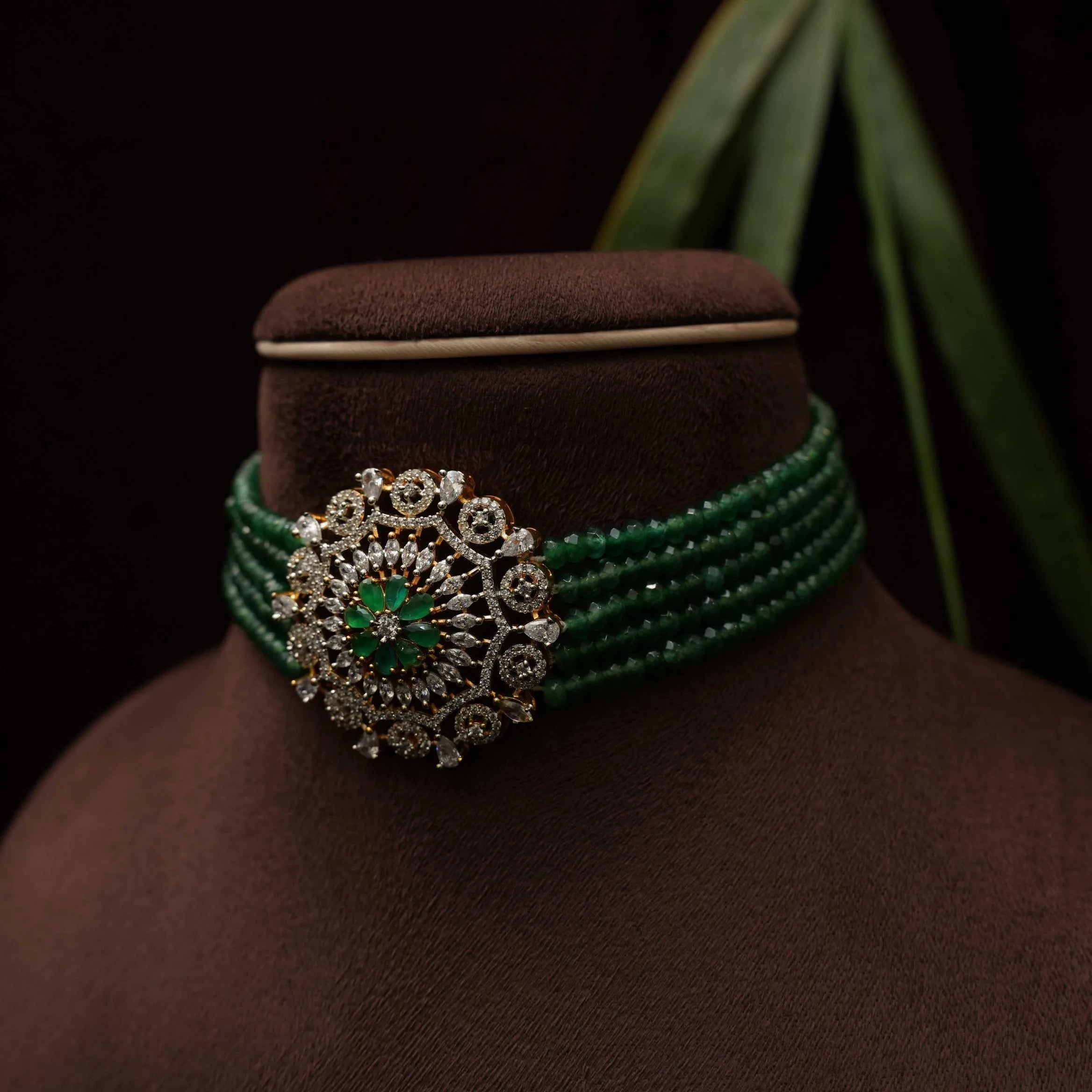 Iyla Green Beaded Zircon Choker