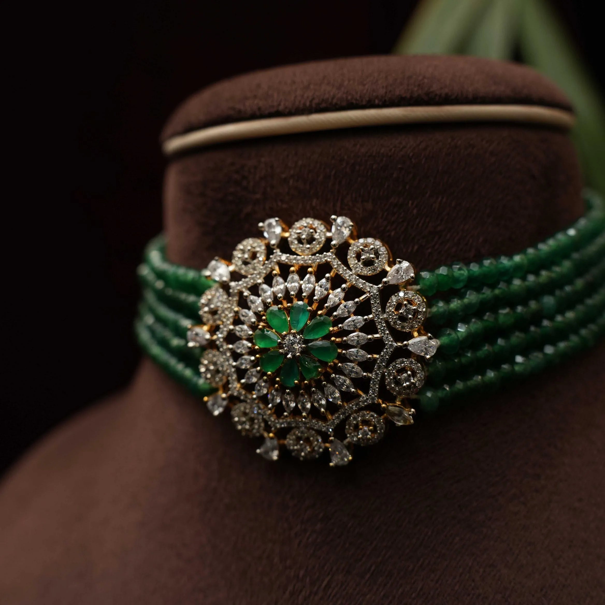 Iyla Green Beaded Zircon Choker