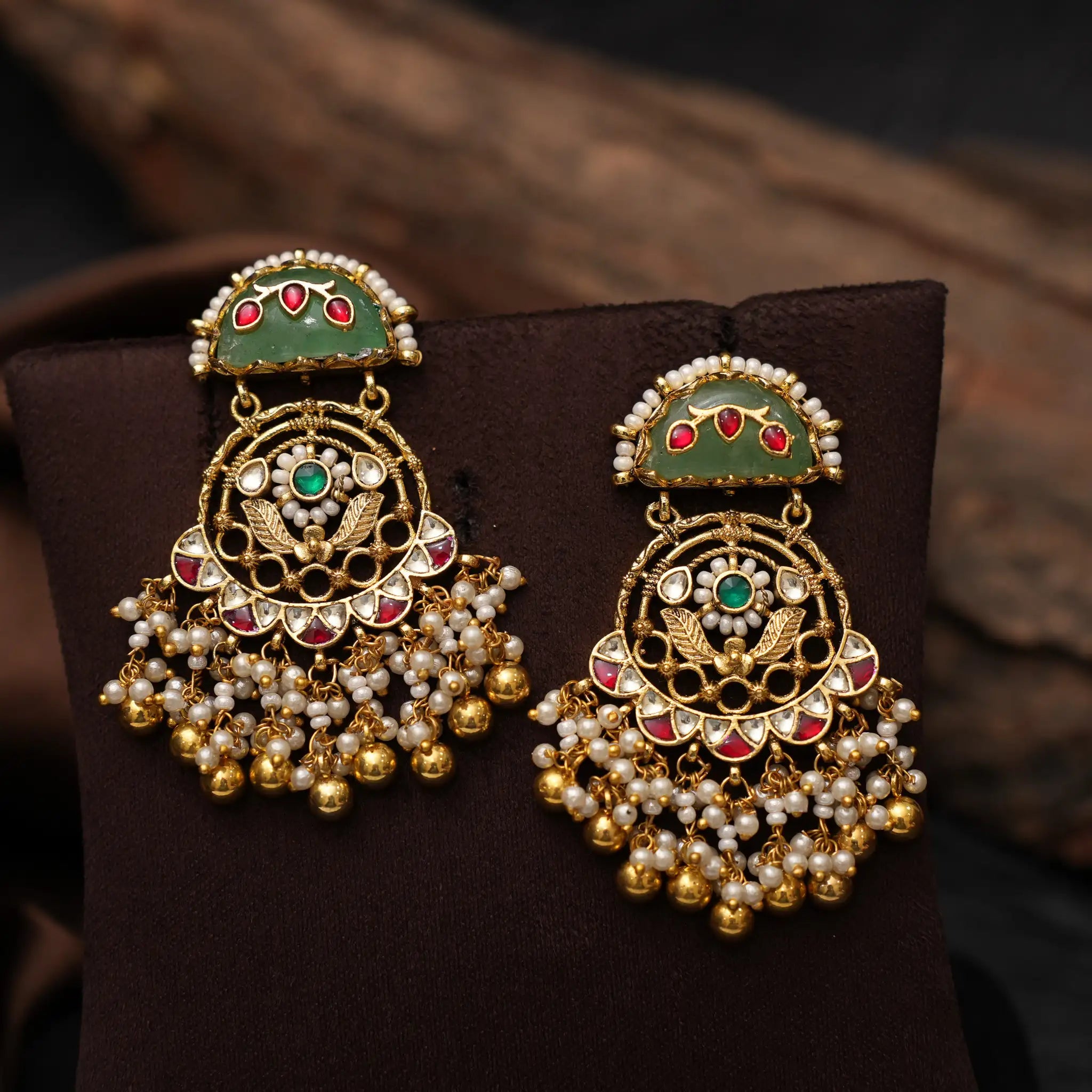 Jaabili Polki Chandbali Earrings