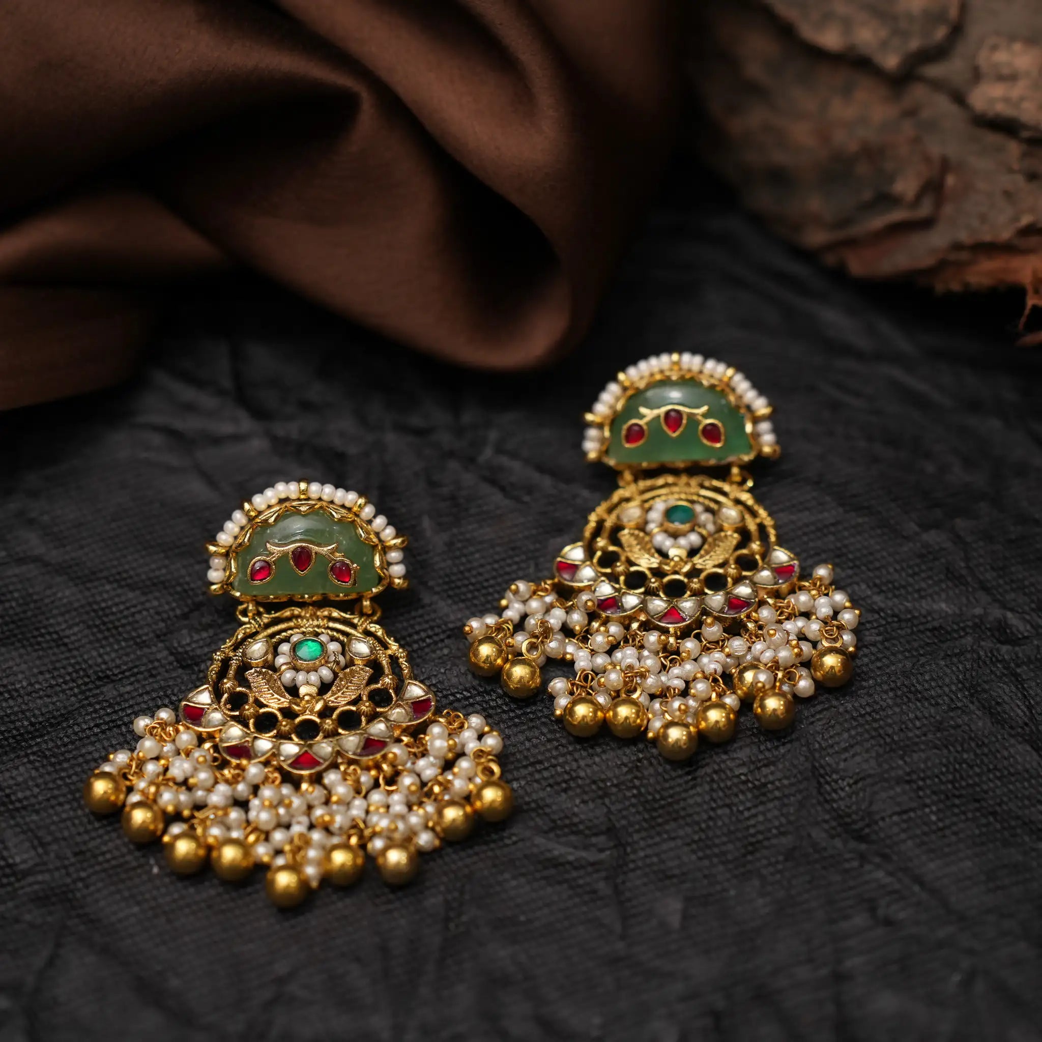 Jaabili Polki Chandbali Earrings