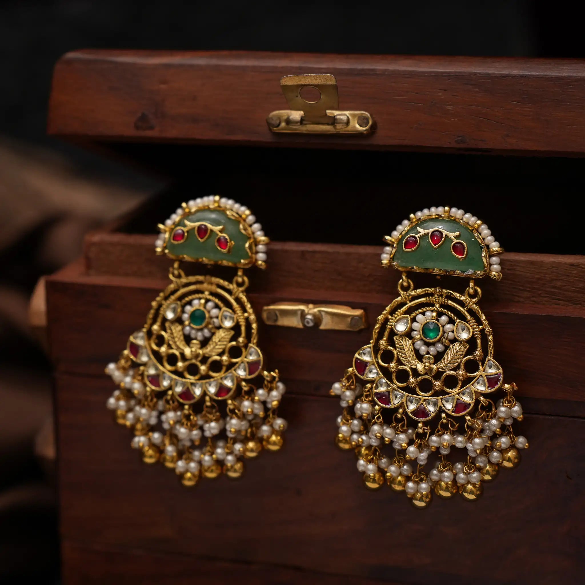 Jaabili Polki Chandbali Earrings