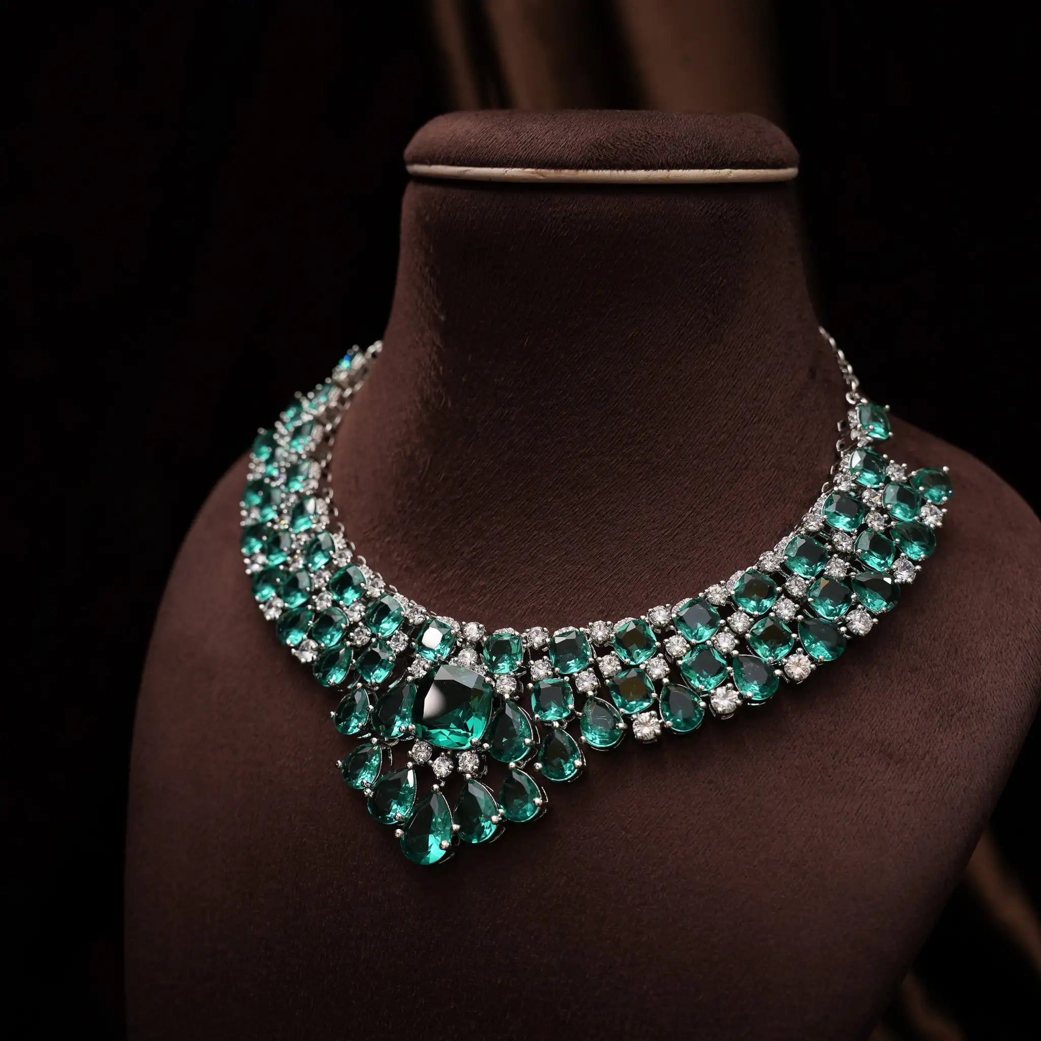 Jagrti Zircon Necklace - Aqua