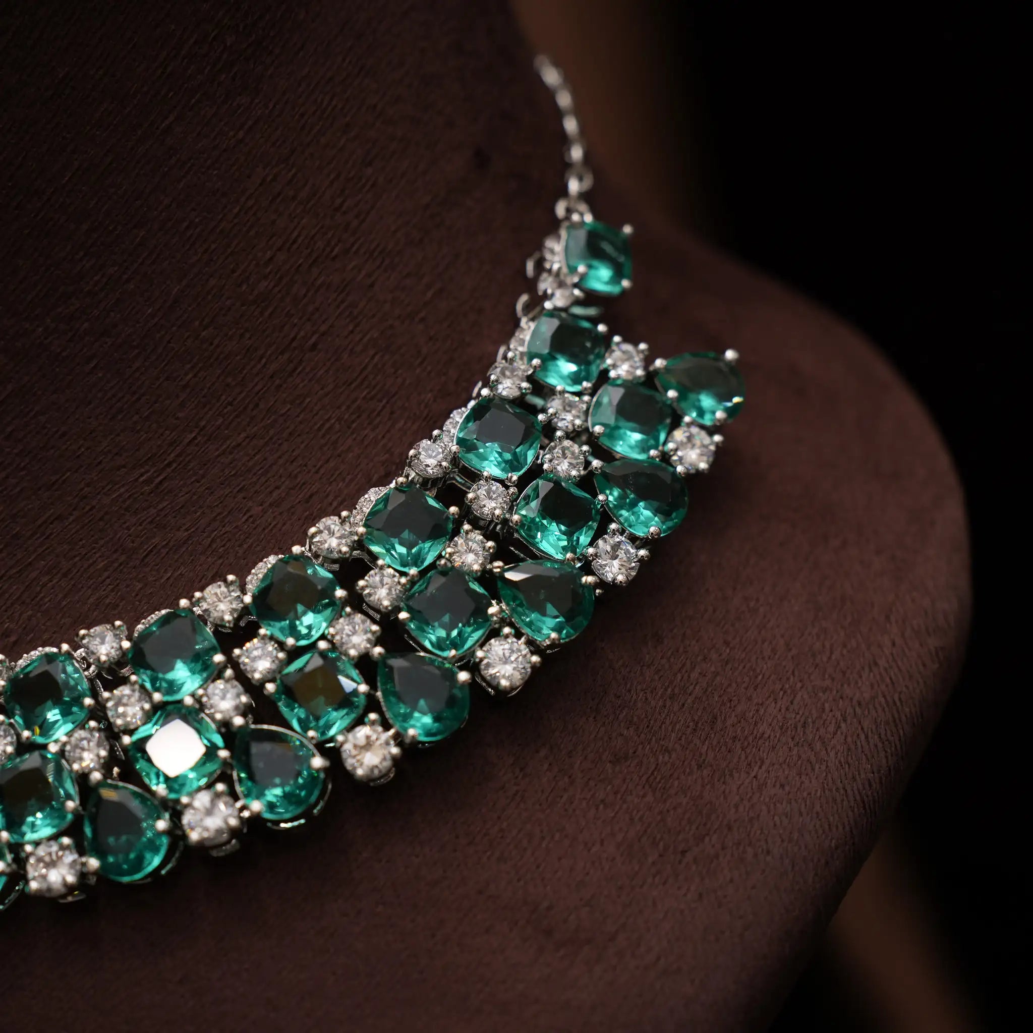 Jagrti Zircon Necklace - Aqua