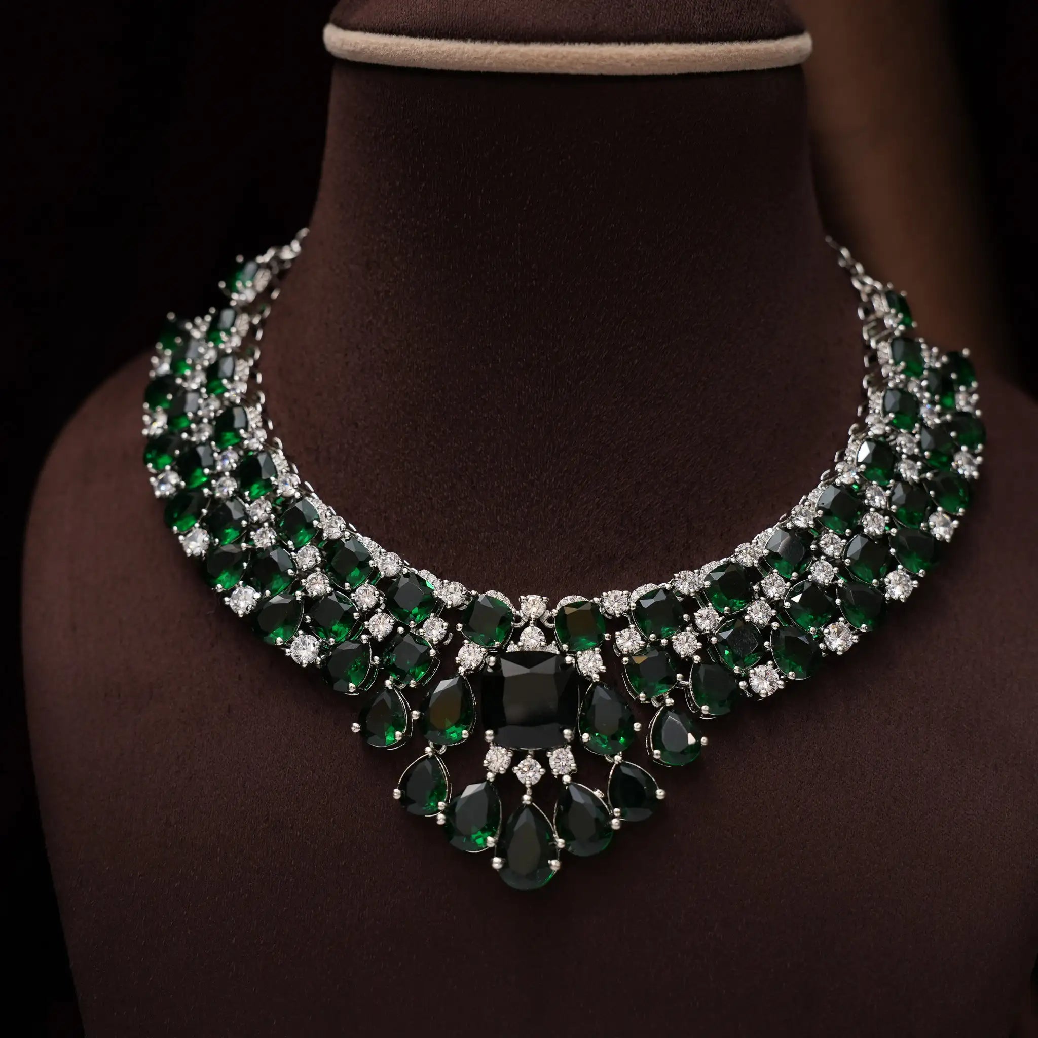 Jagrti Zircon Necklace - Emerald Green