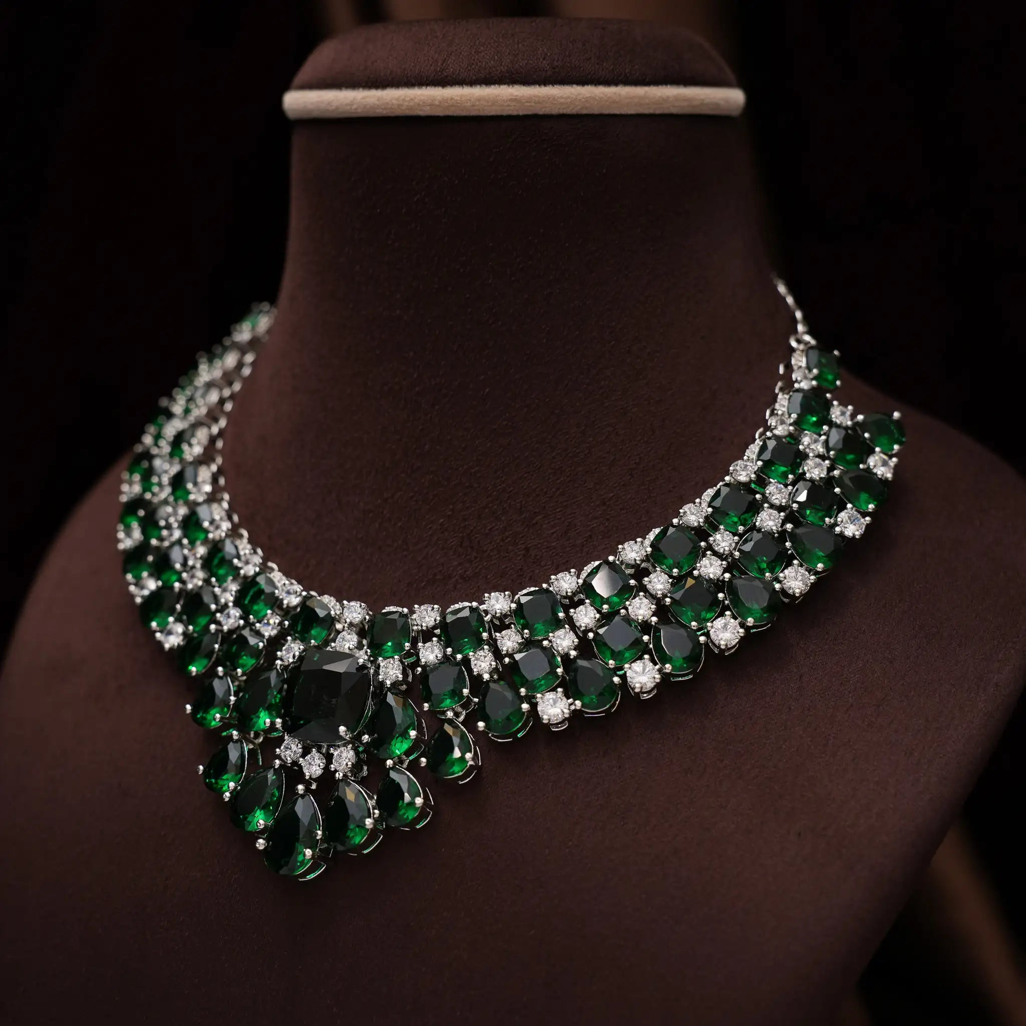Jagrti Zircon Necklace - Emerald Green