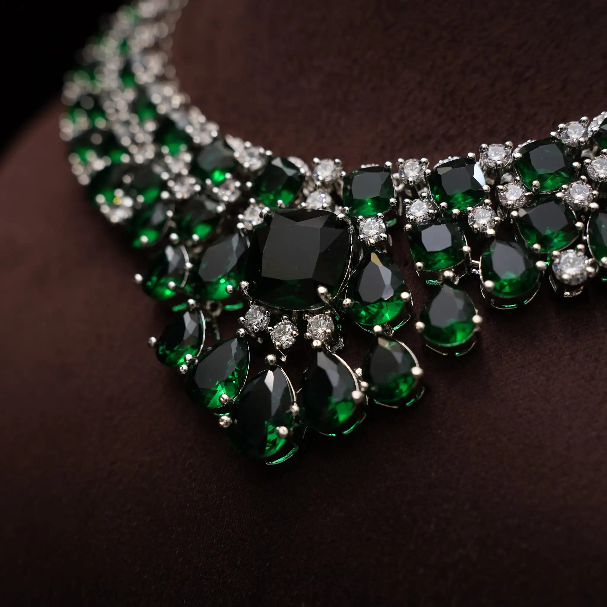 Jagrti Zircon Necklace - Emerald Green