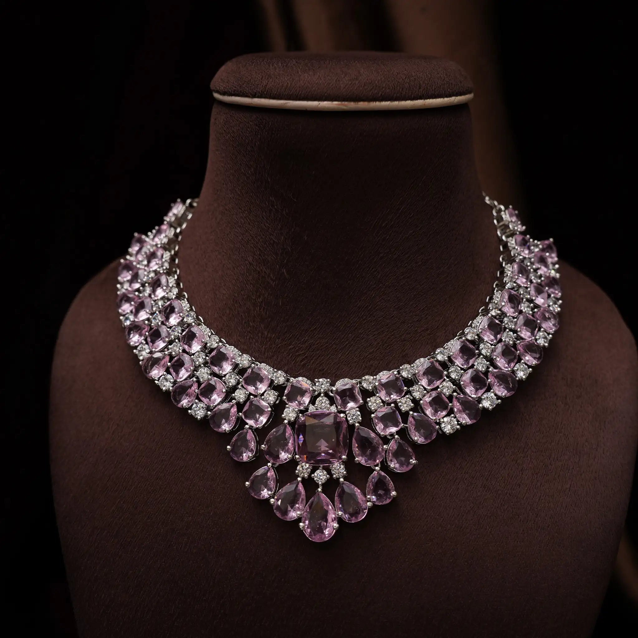 Jagrti Zircon Necklace - Light Pink