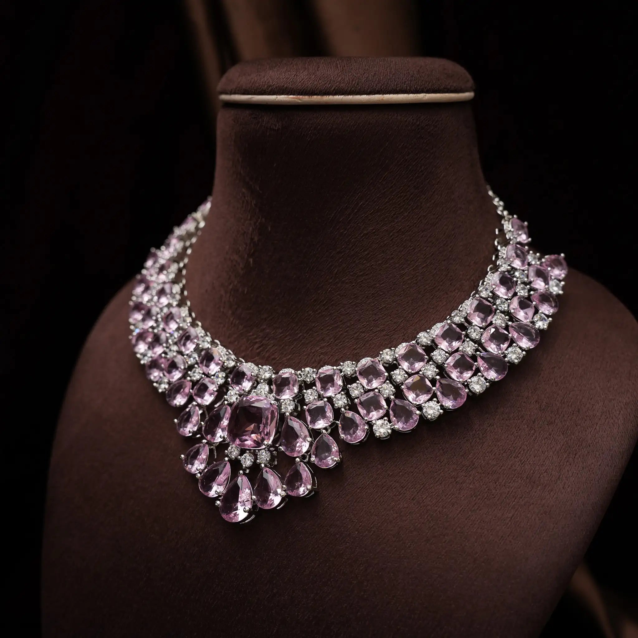 Jagrti Zircon Necklace - Light Pink