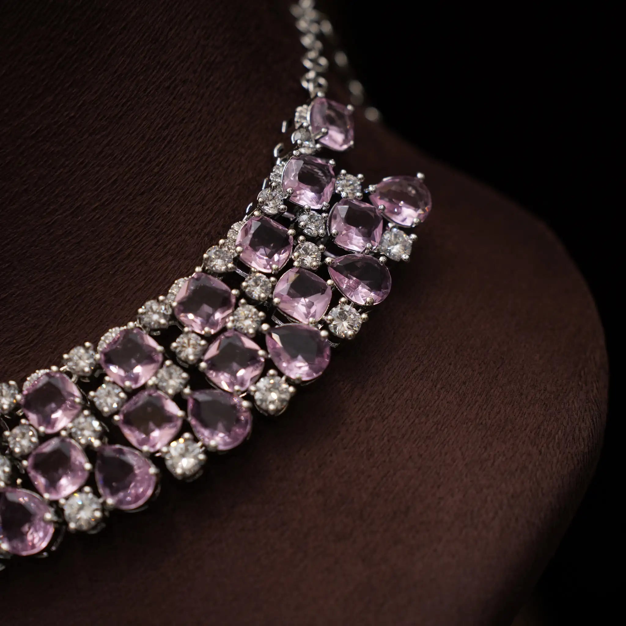 Jagrti Zircon Necklace - Light Pink