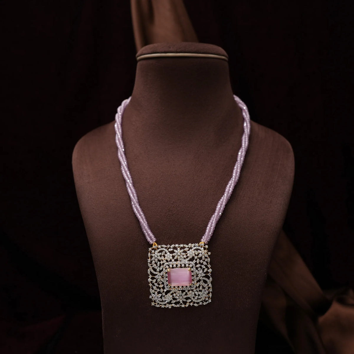 Jamelia Beaded Necklace - Pastel Pink