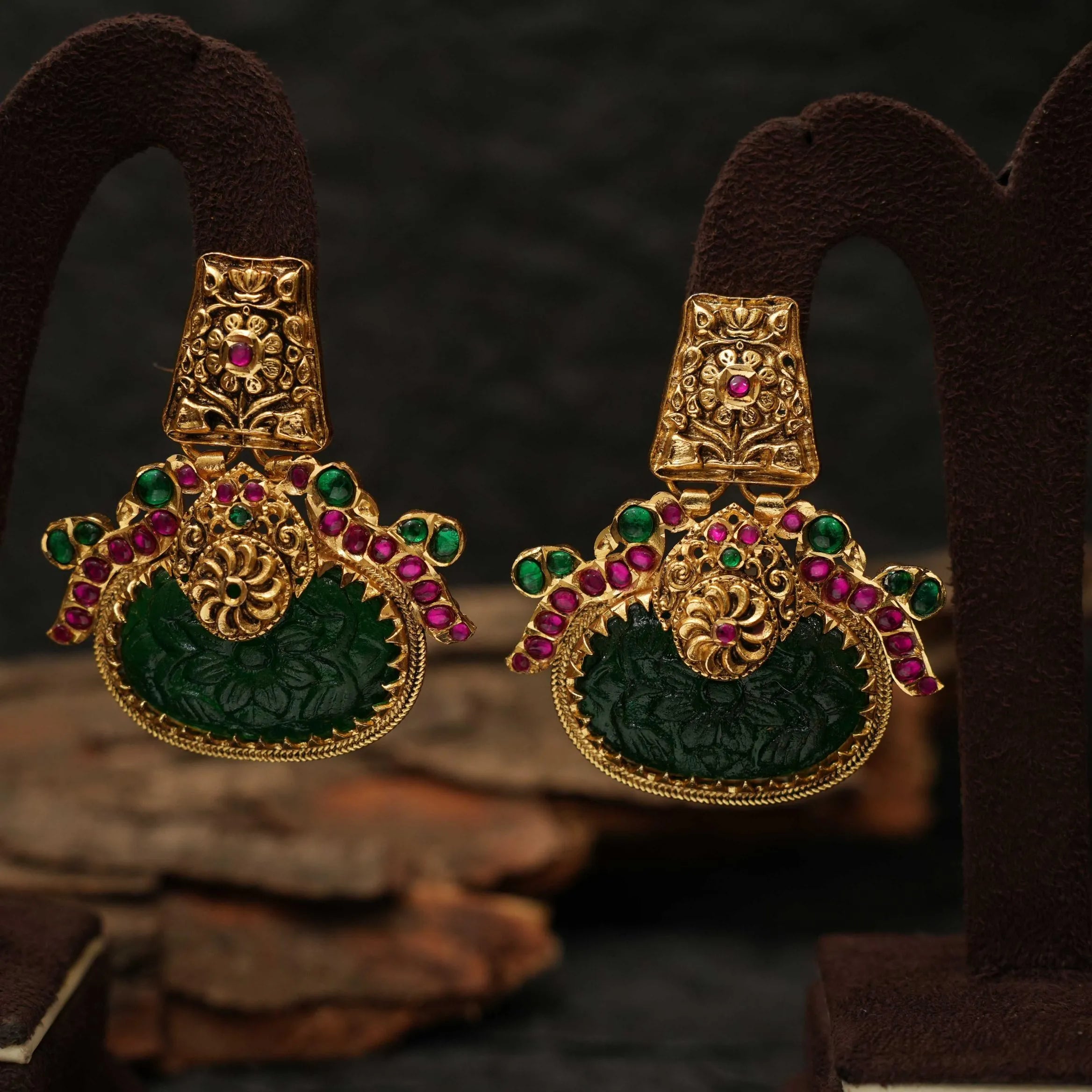 Janu Designer Earrings - Bottle Green