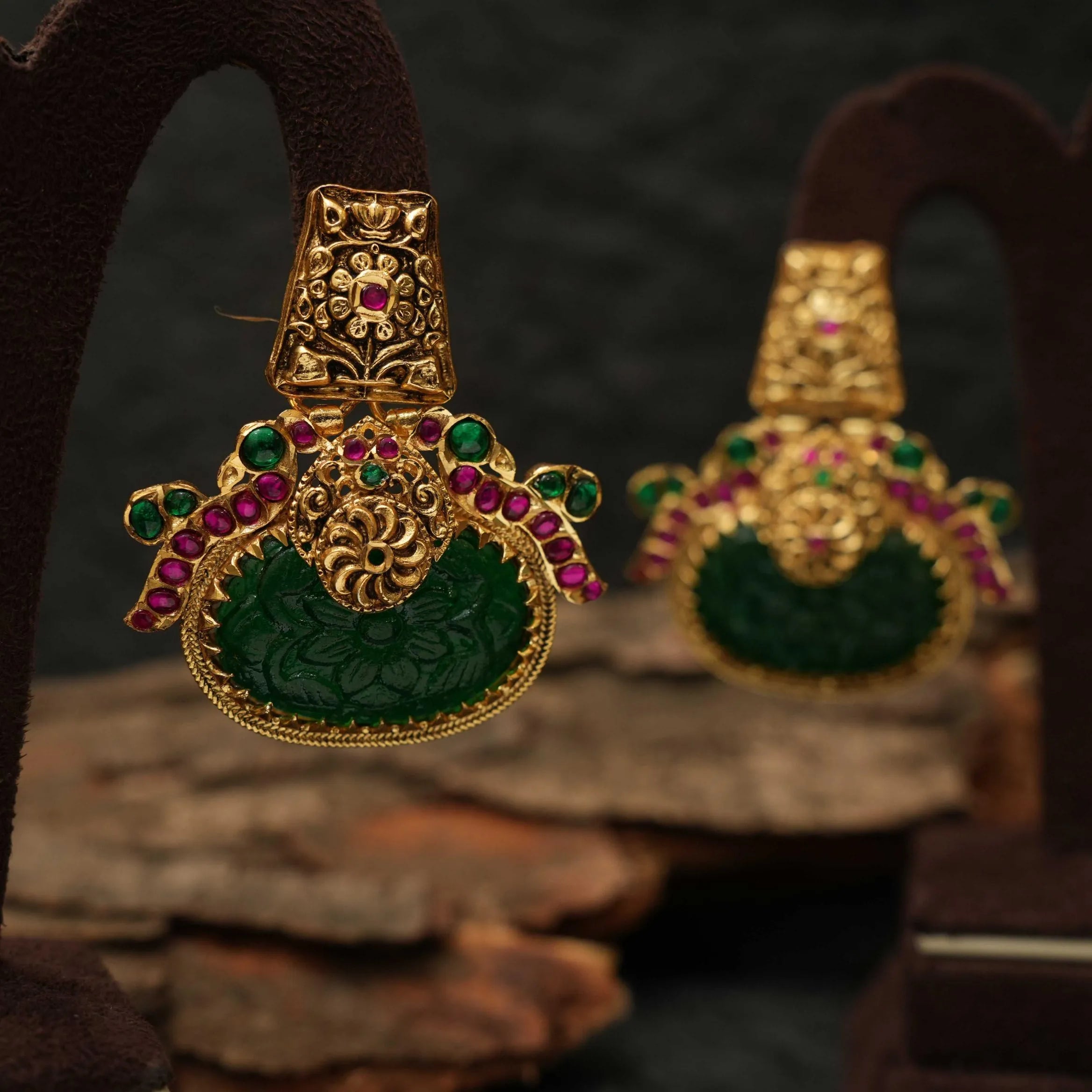 Janu Designer Earrings - Bottle Green