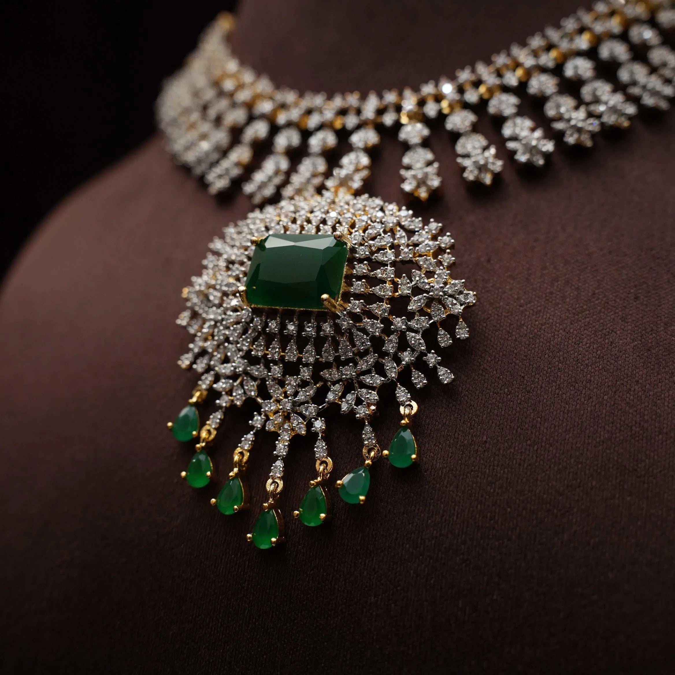 Janvi Zircon Necklace - Green