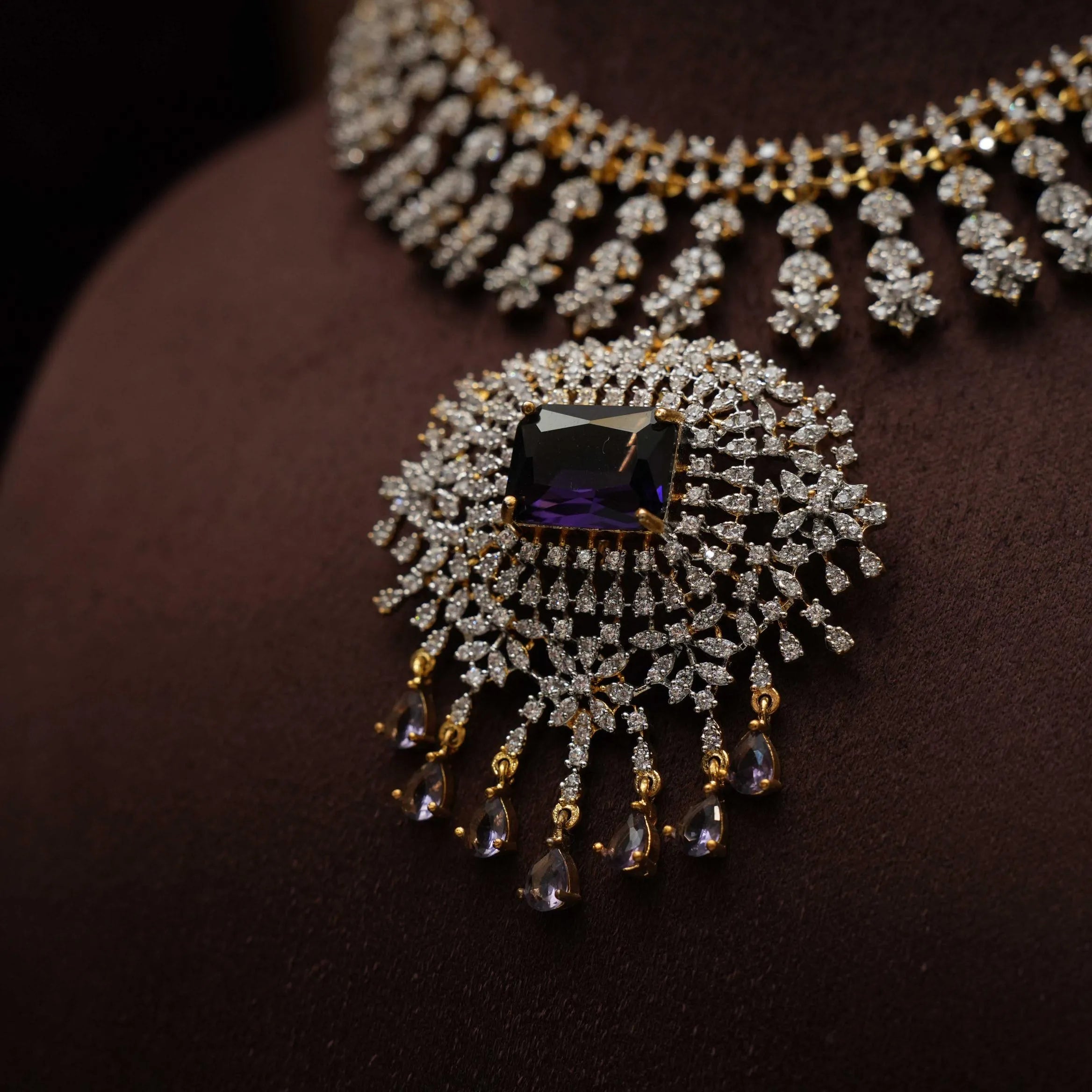 Janvi Zircon Necklace - Purple