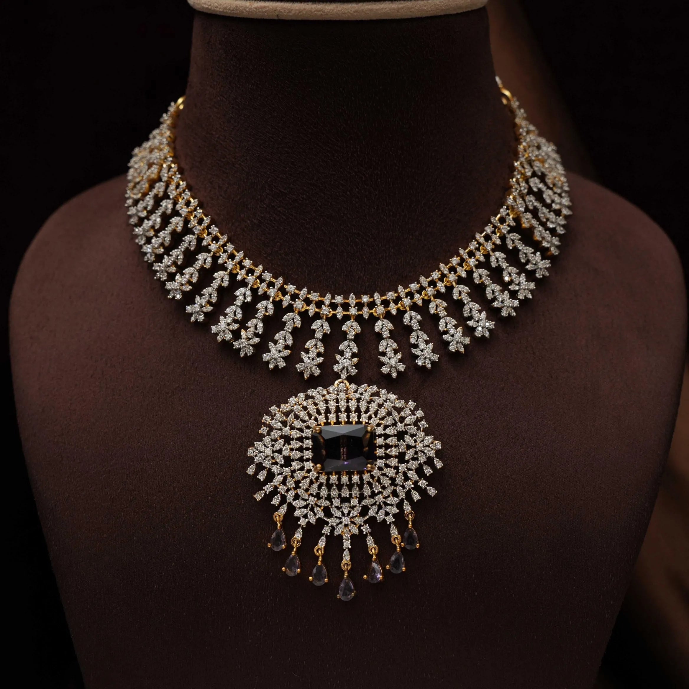 Janvi Zircon Necklace - Purple