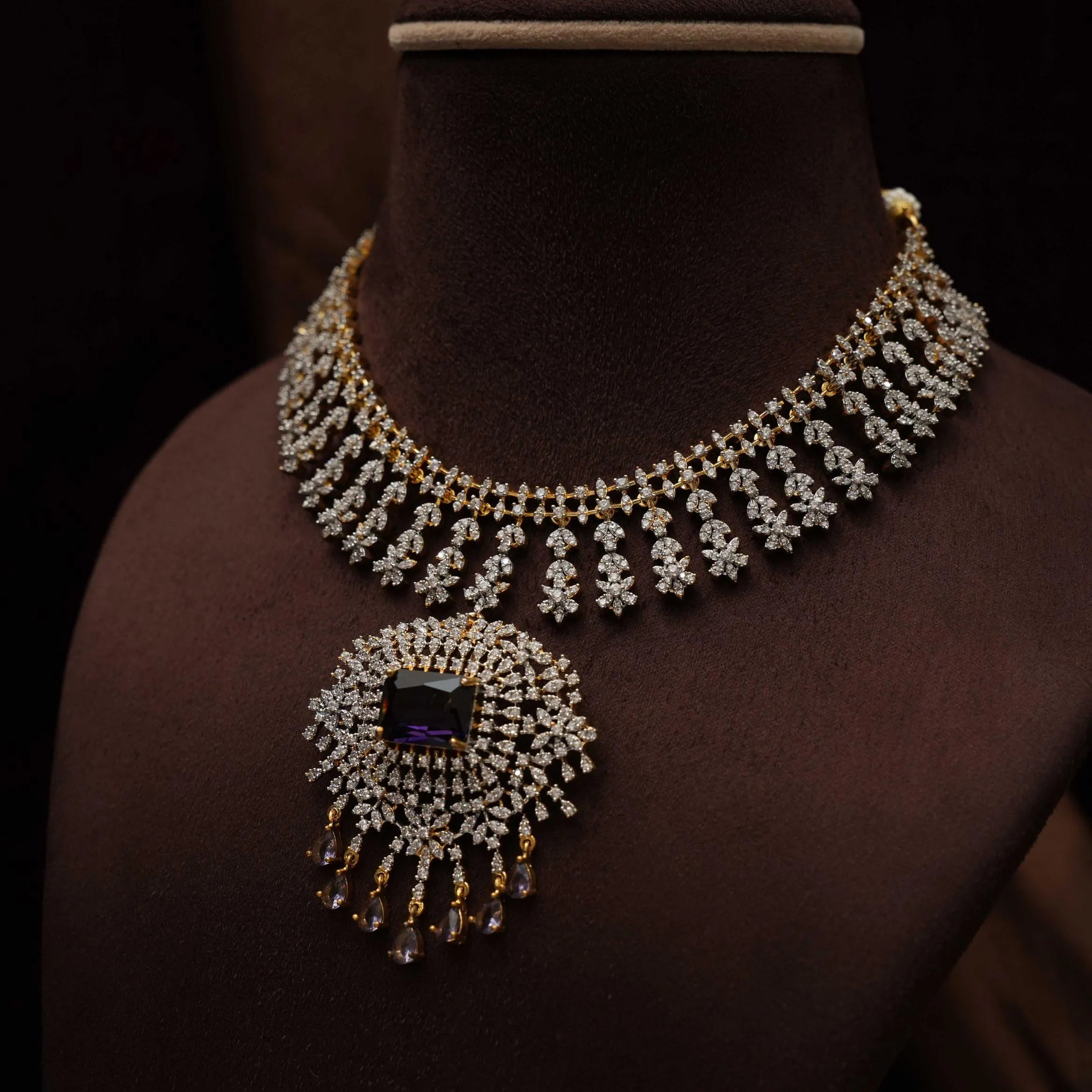 Janvi Zircon Necklace - Purple