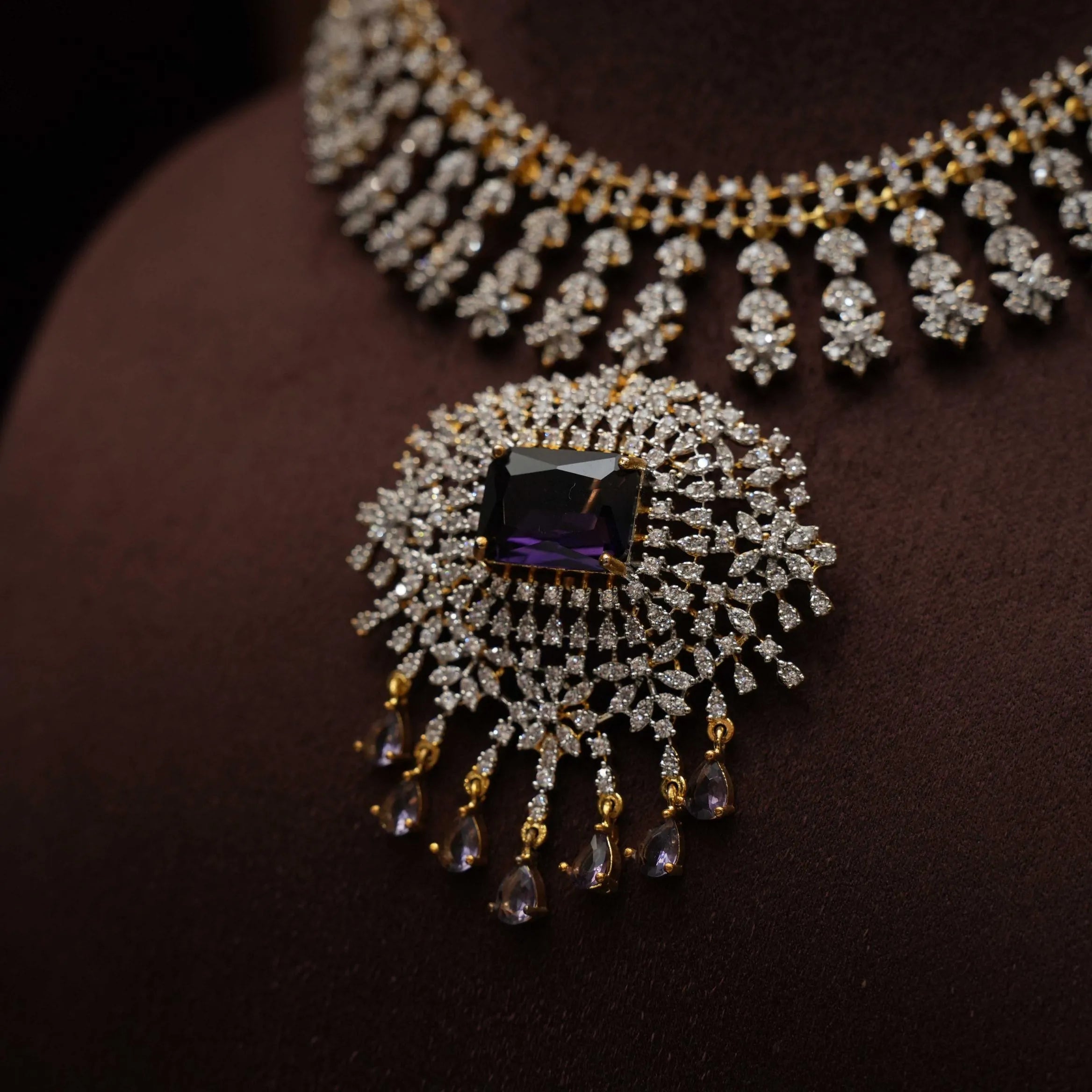 Janvi Zircon Necklace - Purple