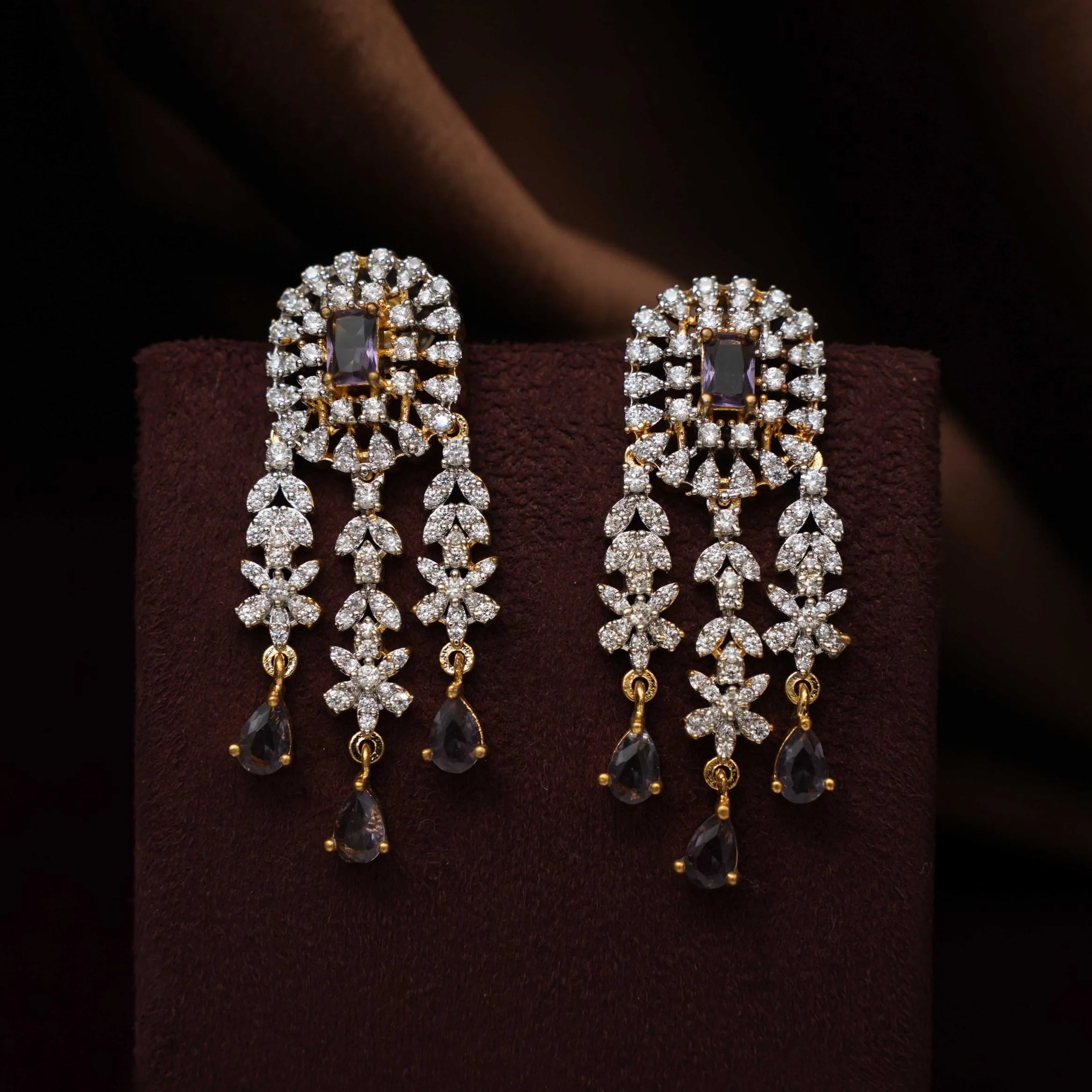 Janvi Zircon Necklace - Purple