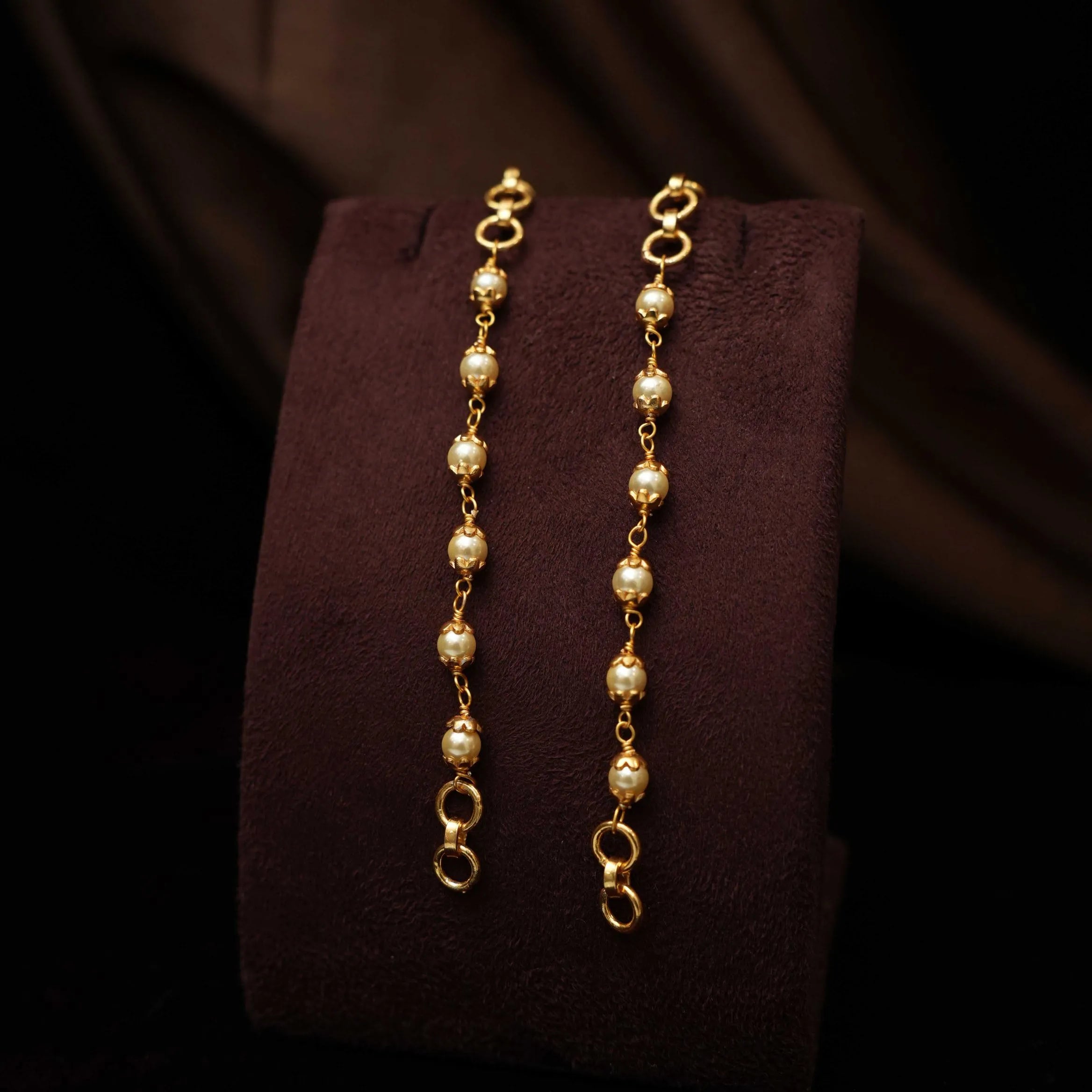 Janya Silver Ear Chain - Pearl