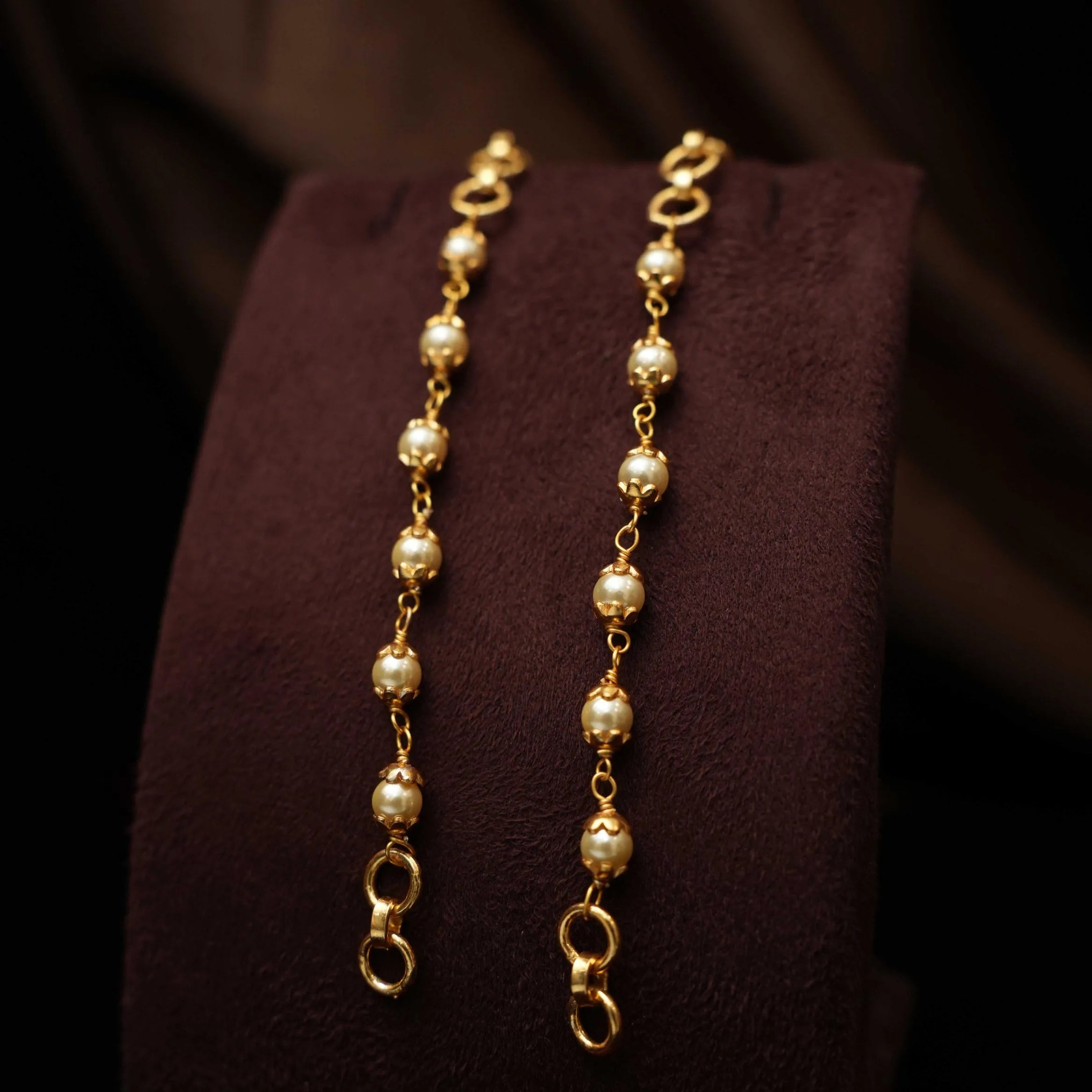 Janya Silver Ear Chain - Pearl