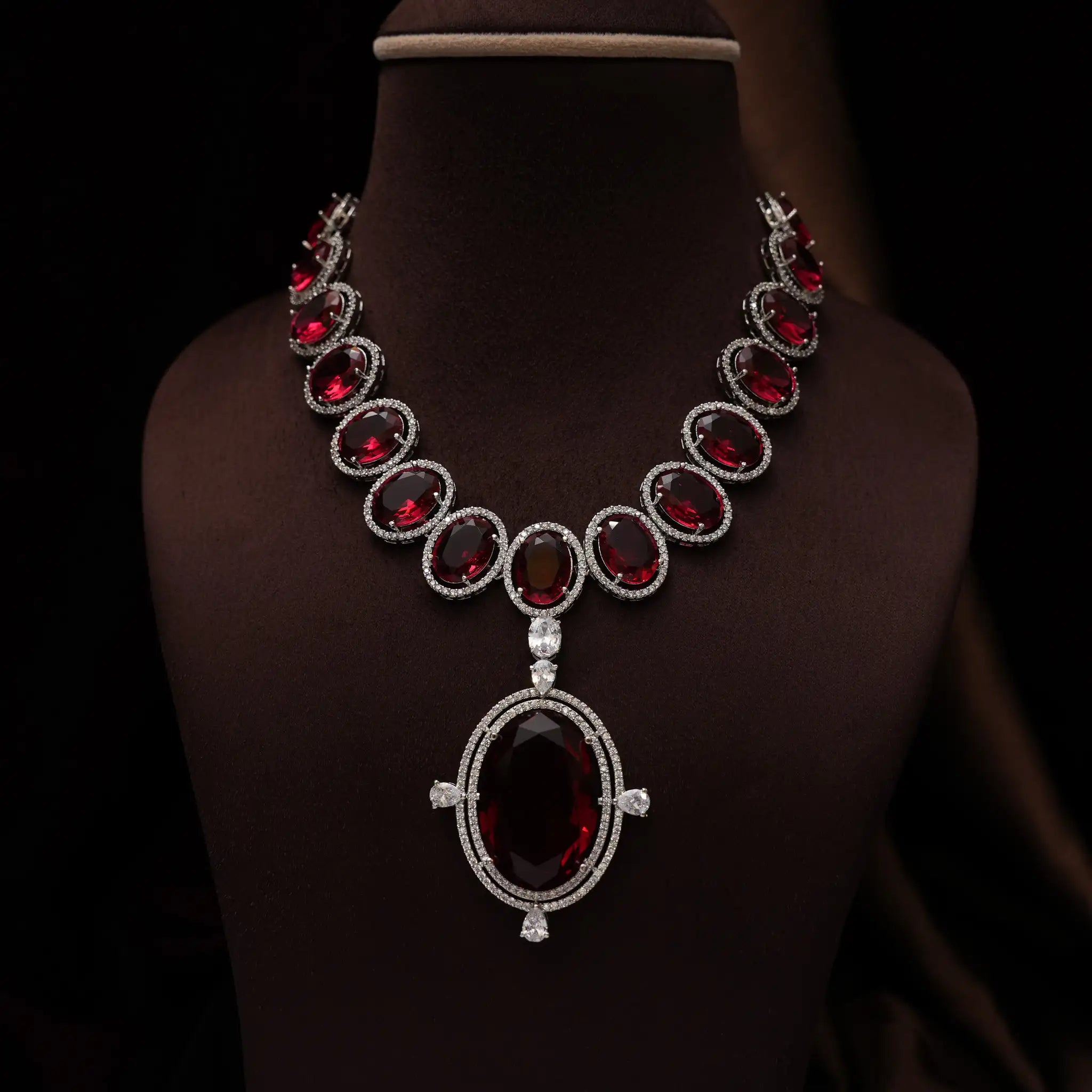 Jayani Zircon Necklace - Red