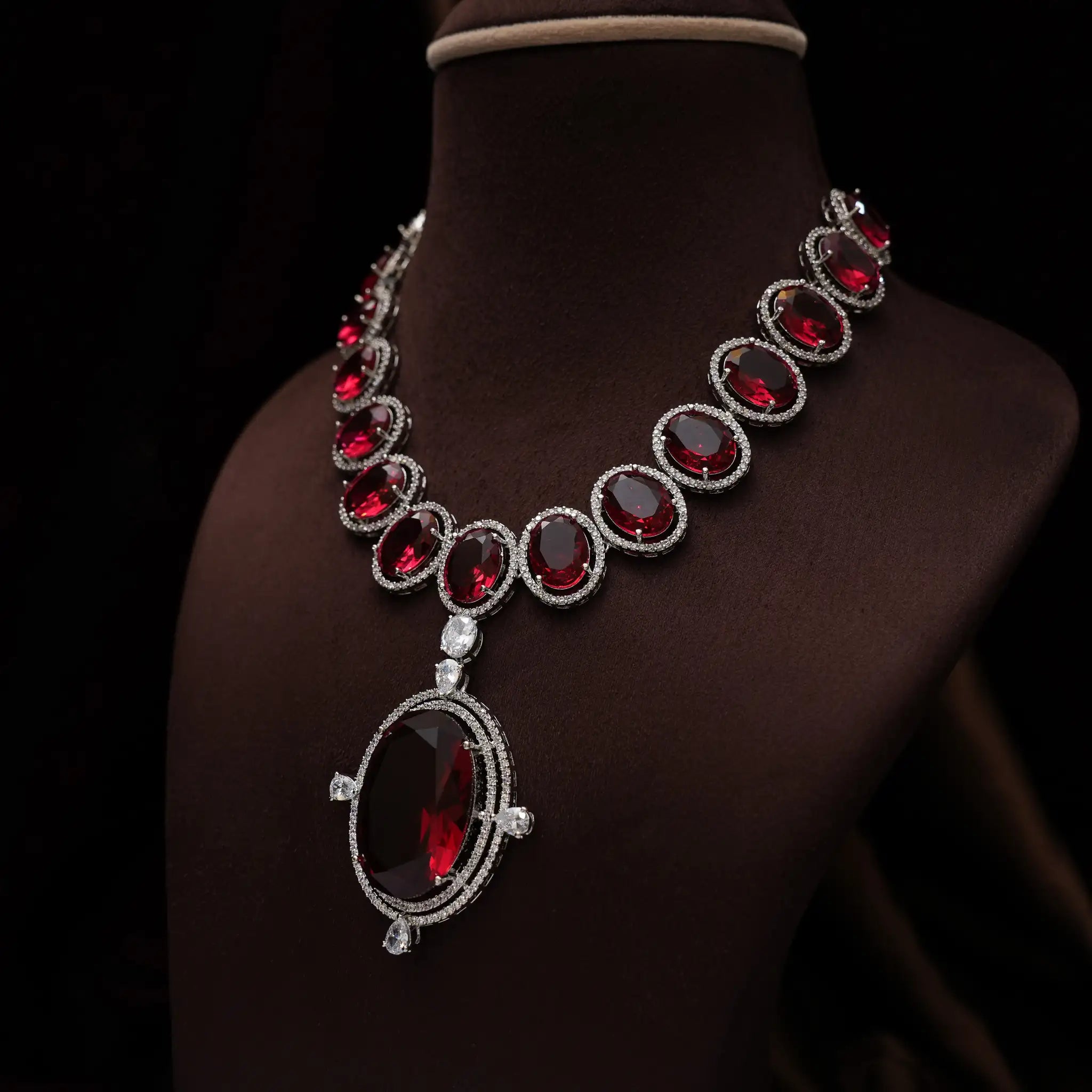 Jayani Zircon Necklace - Red