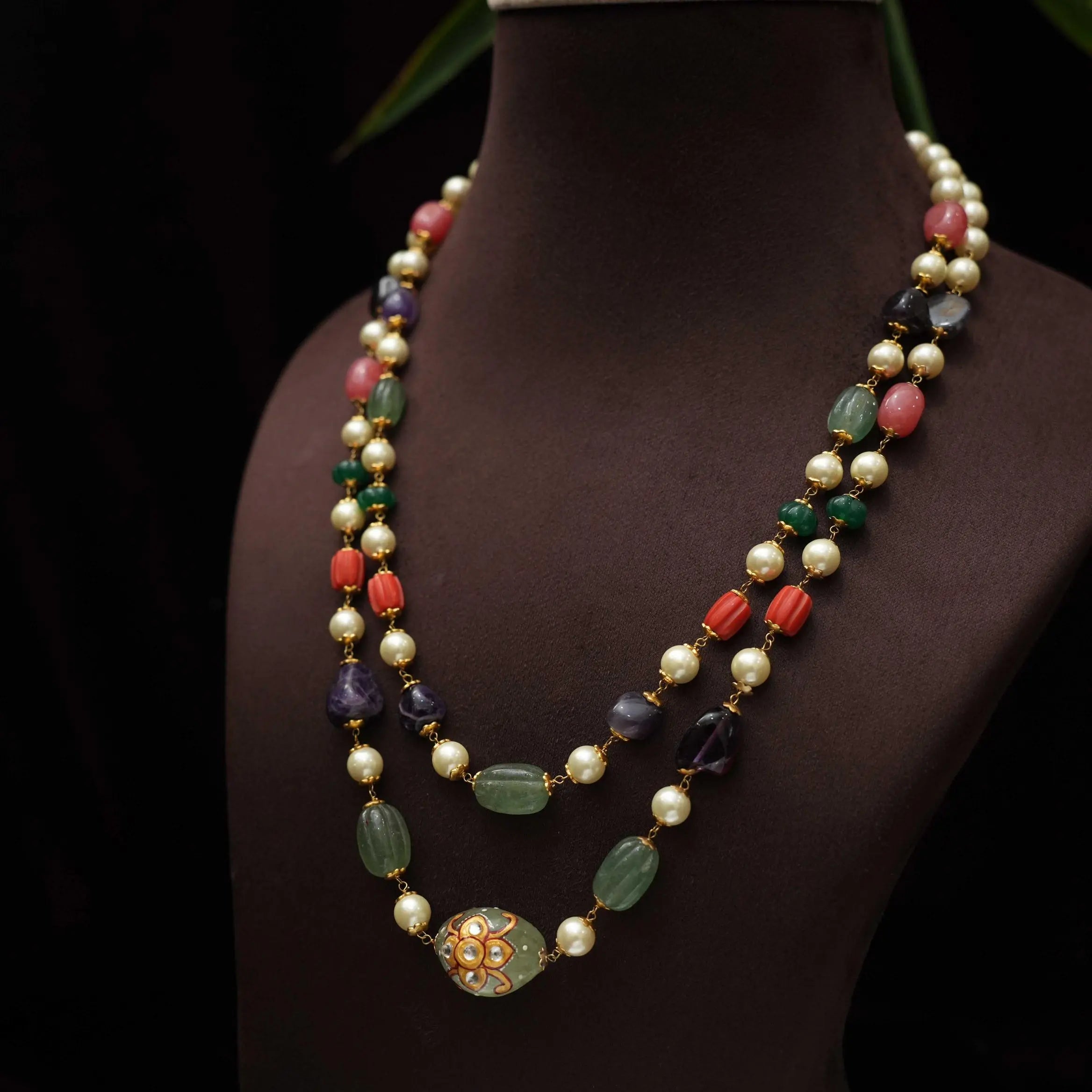 Jishnu Beaded Necklace - Oval