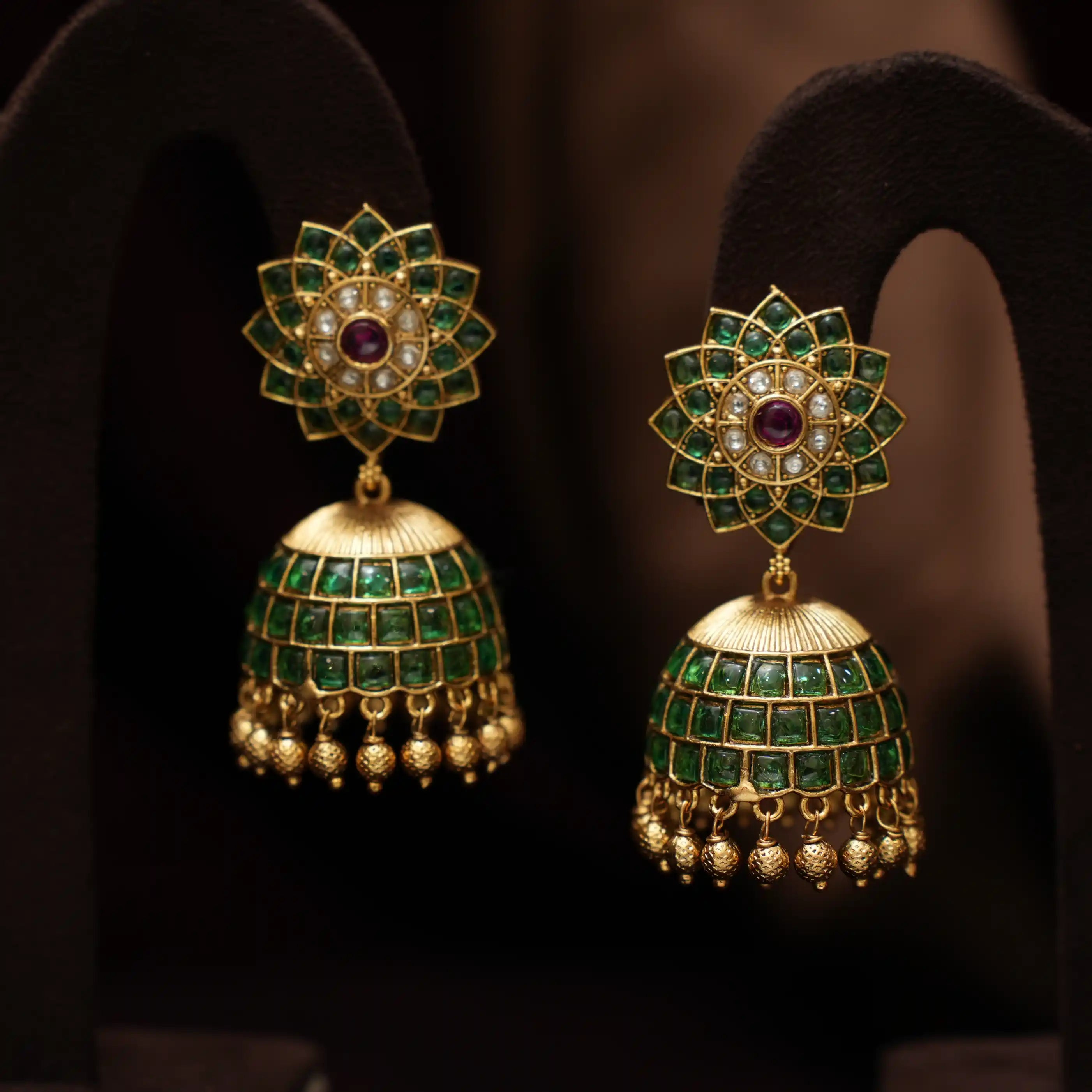 Josha Antique Jhumka Earrings - Green