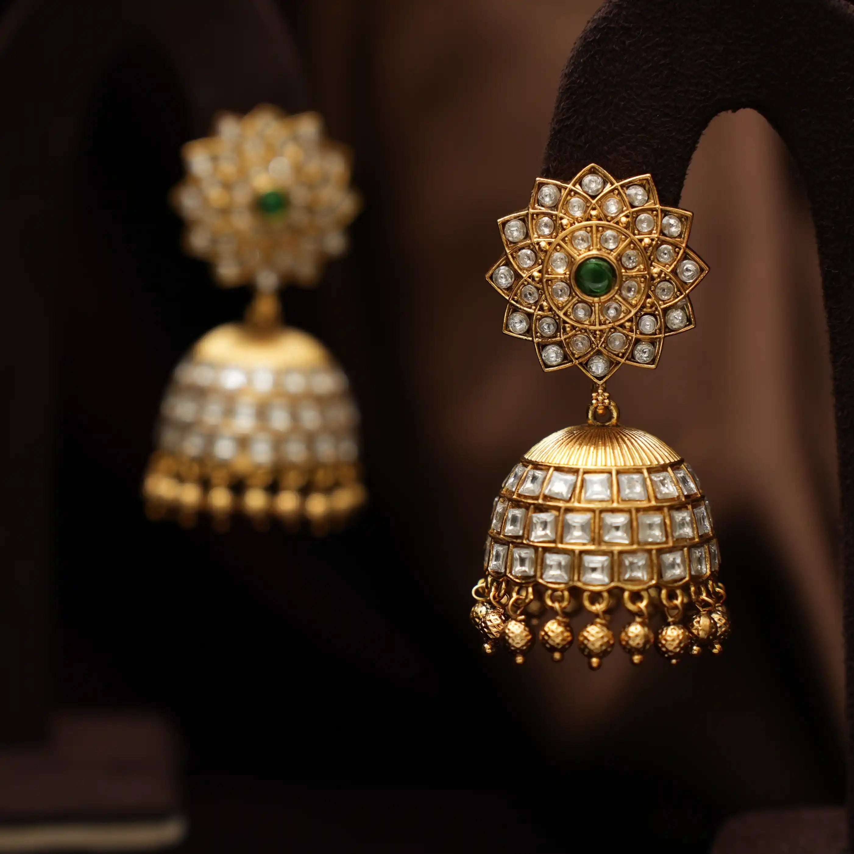 Josha Antique Jhumka Earrings - White