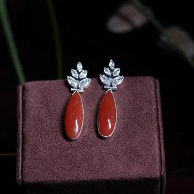 Kezia Oxidized Silver Earrings - Burnt Orange