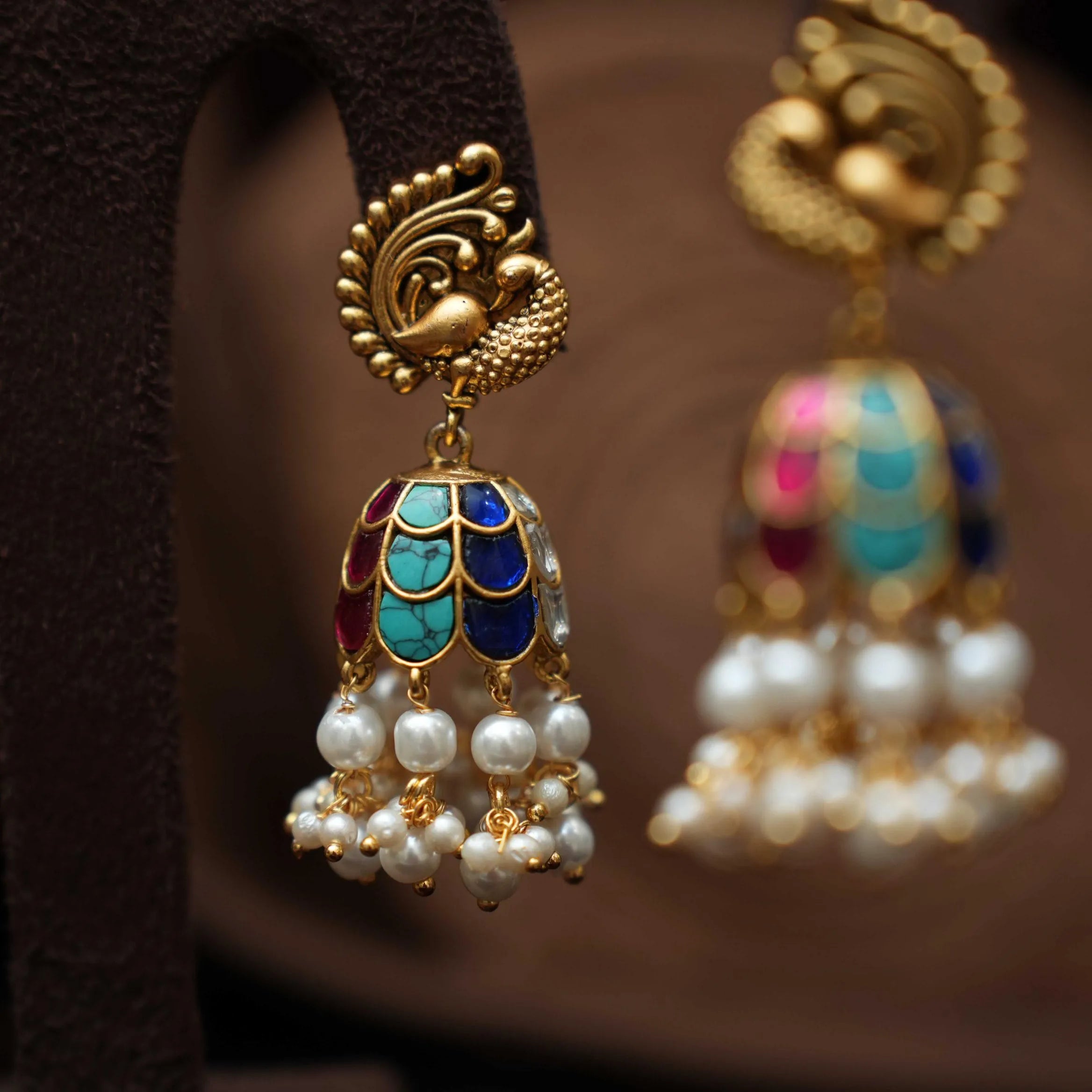 Kaajani Antique Jhumka Earrings - Multicolor