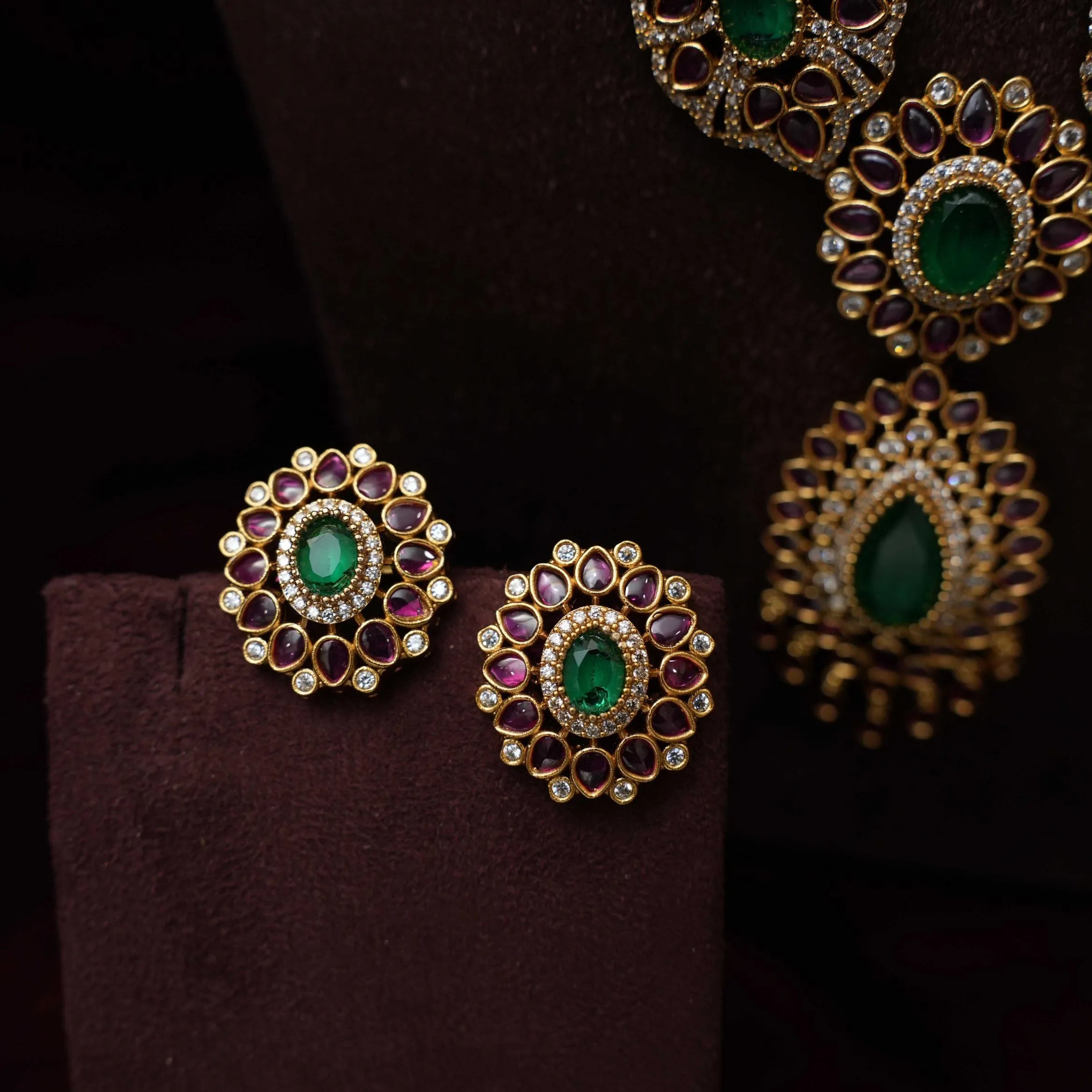 Kabutari Polki Beaded Necklace - Green