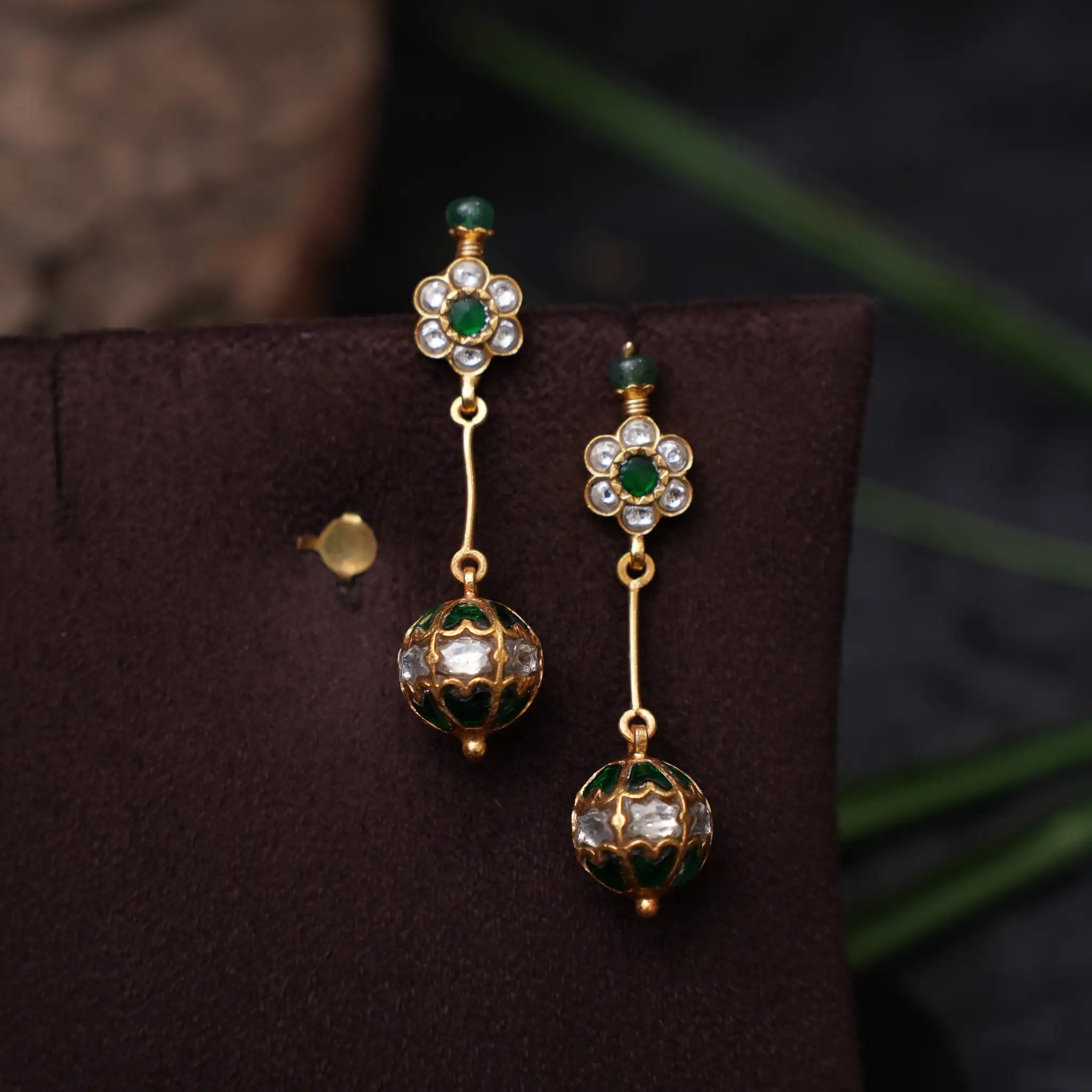 Kacima Silver Dangler Earrings - Green