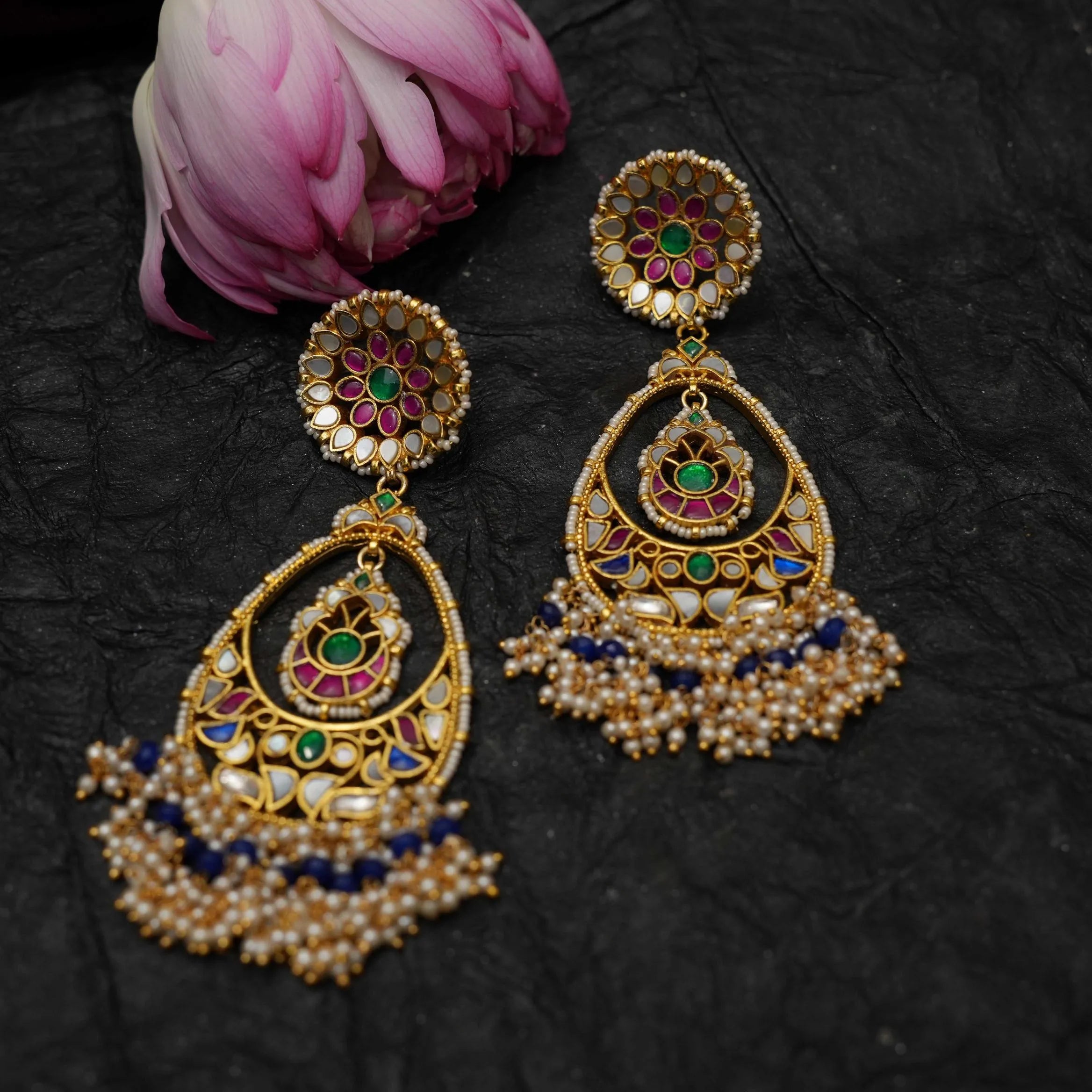 Kadru Polki Chandbali Earrings