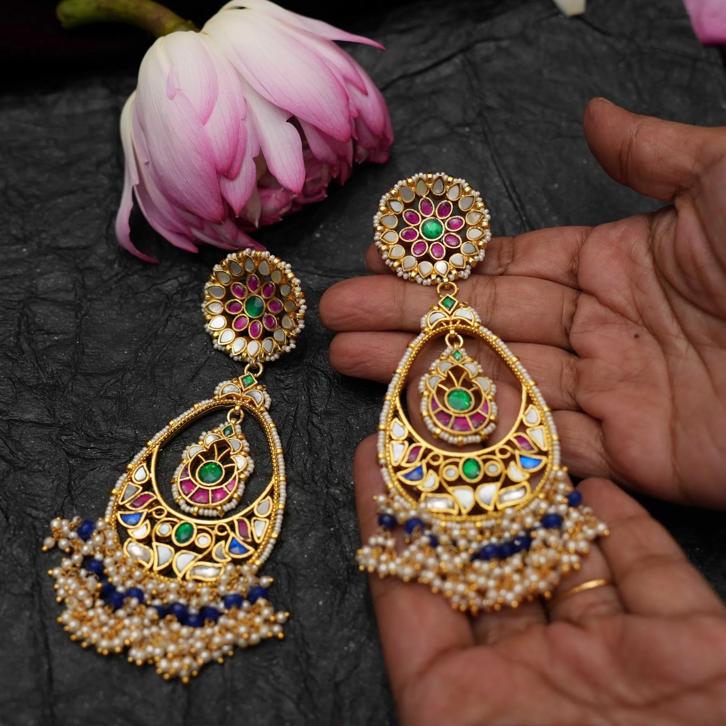 Kadru Polki Chandbali Earrings