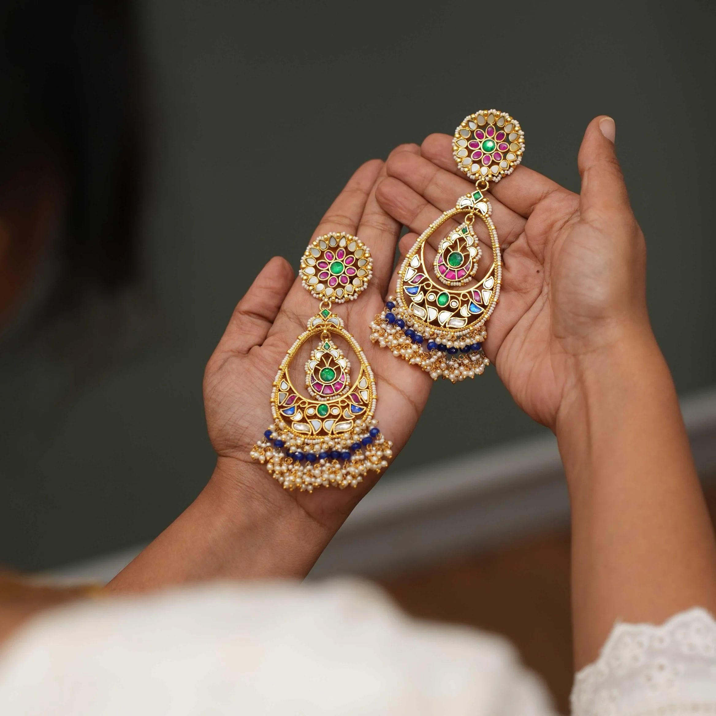 Kadru Polki Chandbali Earrings