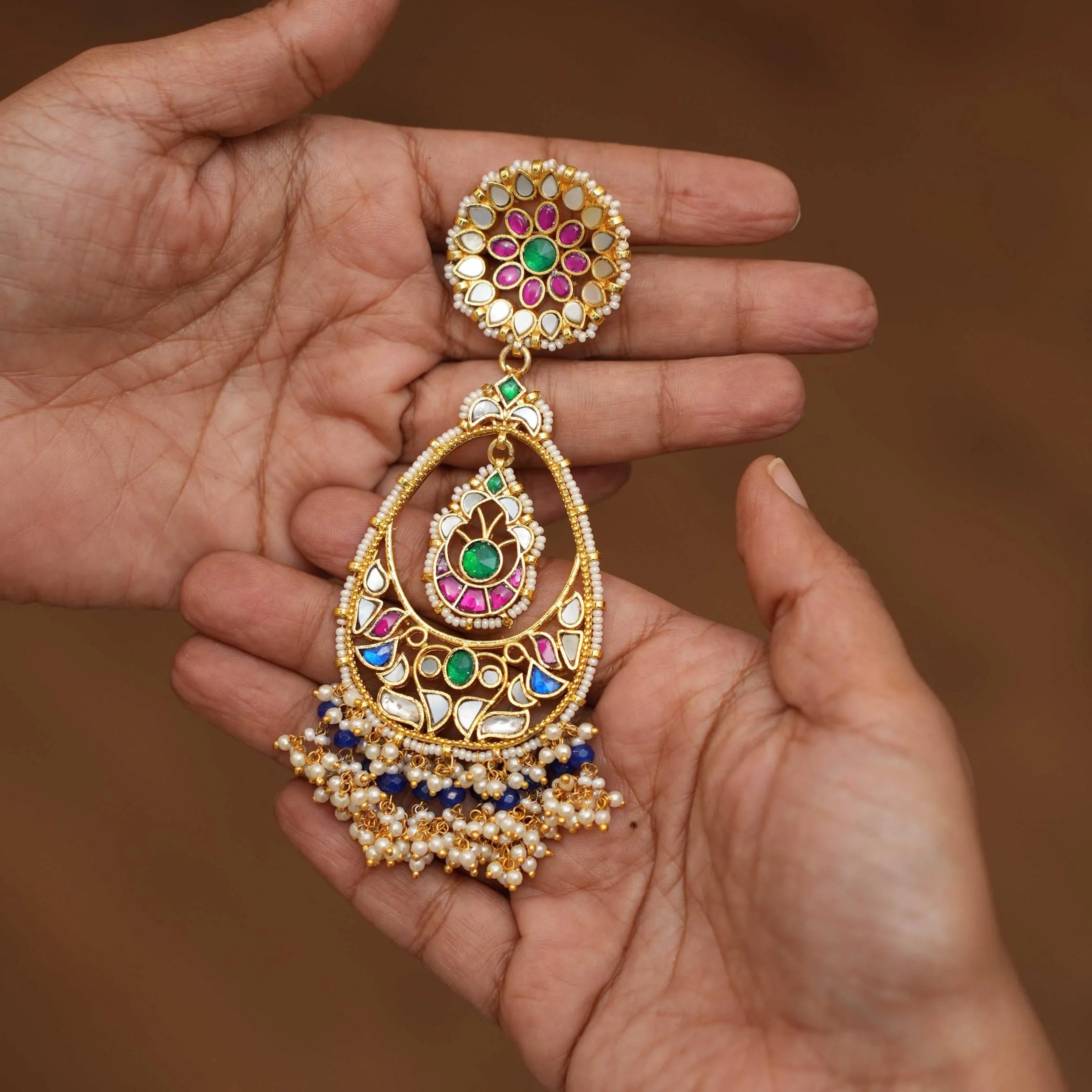 Kadru Polki Chandbali Earrings