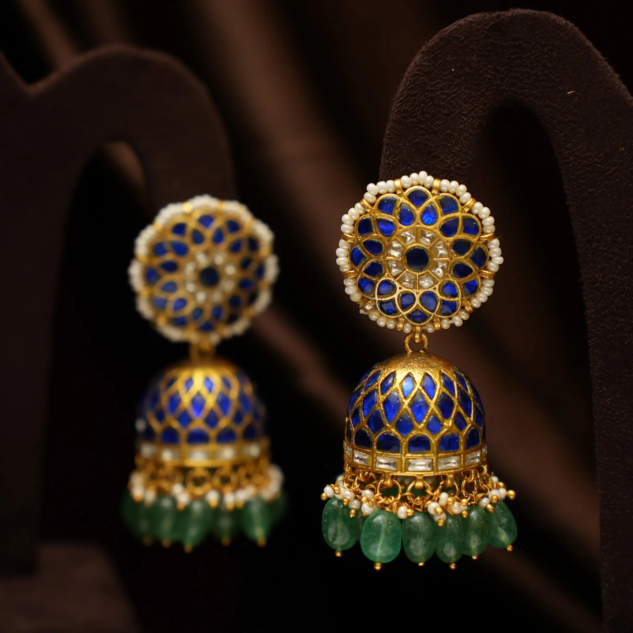 Kahini Polki Jhumka - Blue