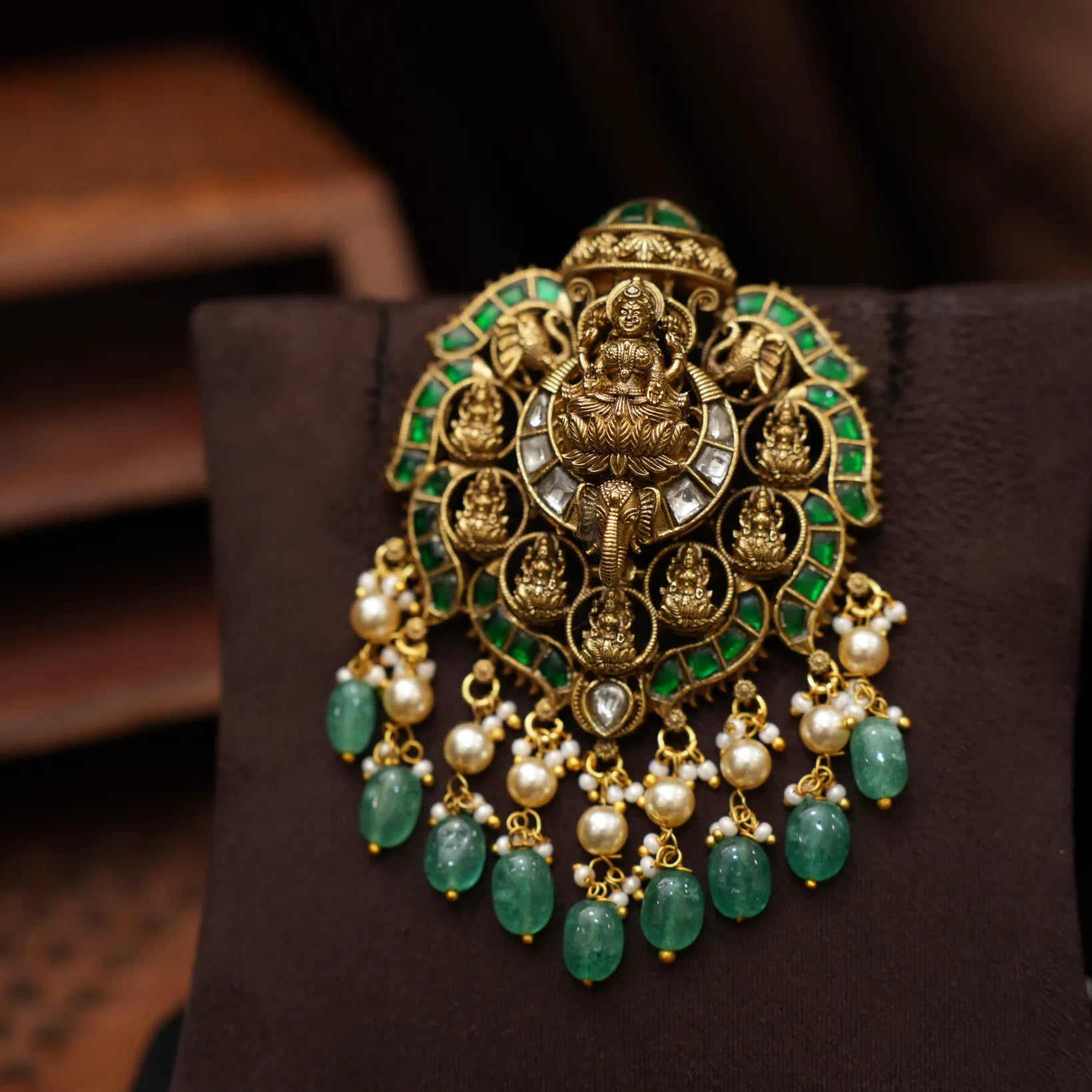 Kairavi Antique Pendant - Green