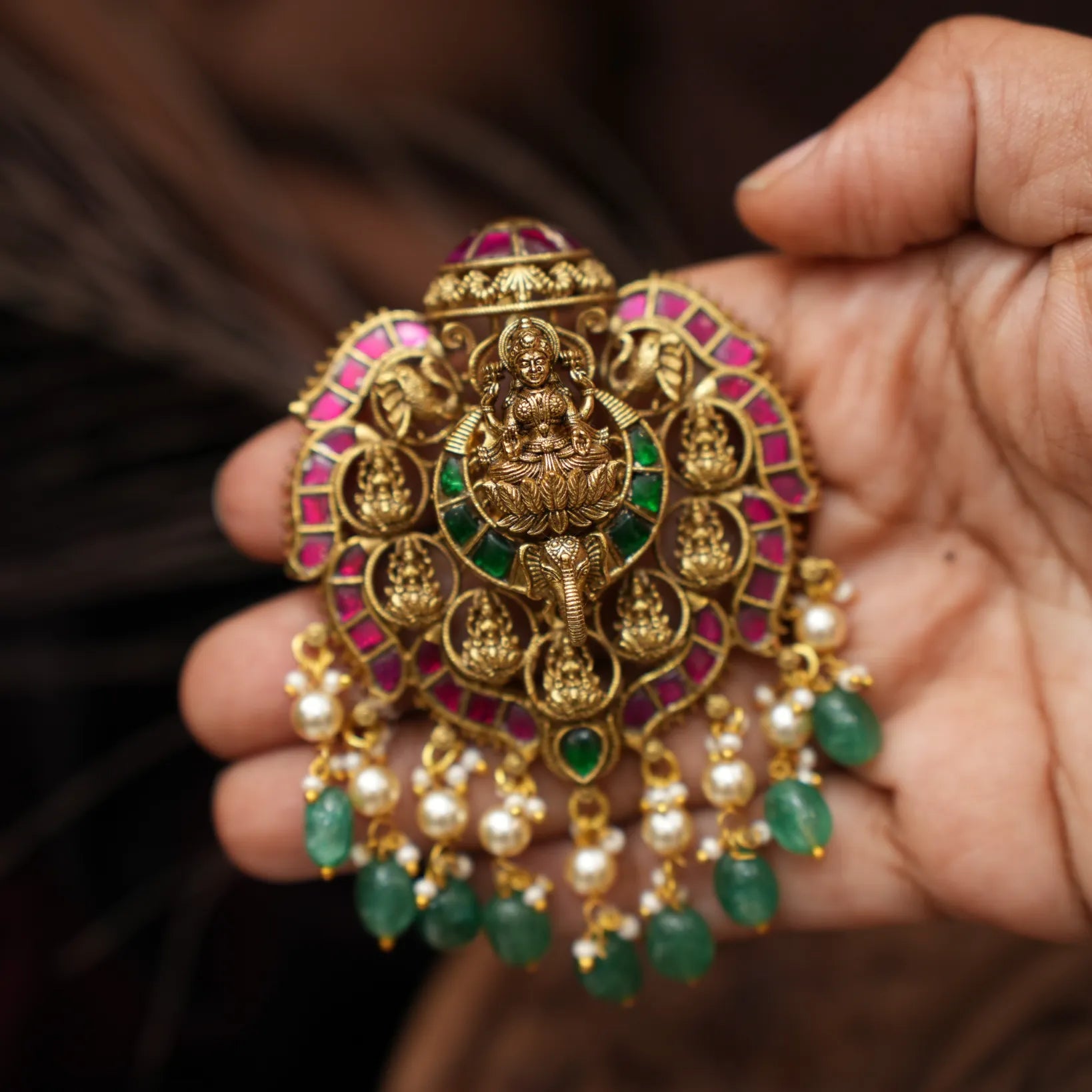 Kairavi Antique Pendant - Red