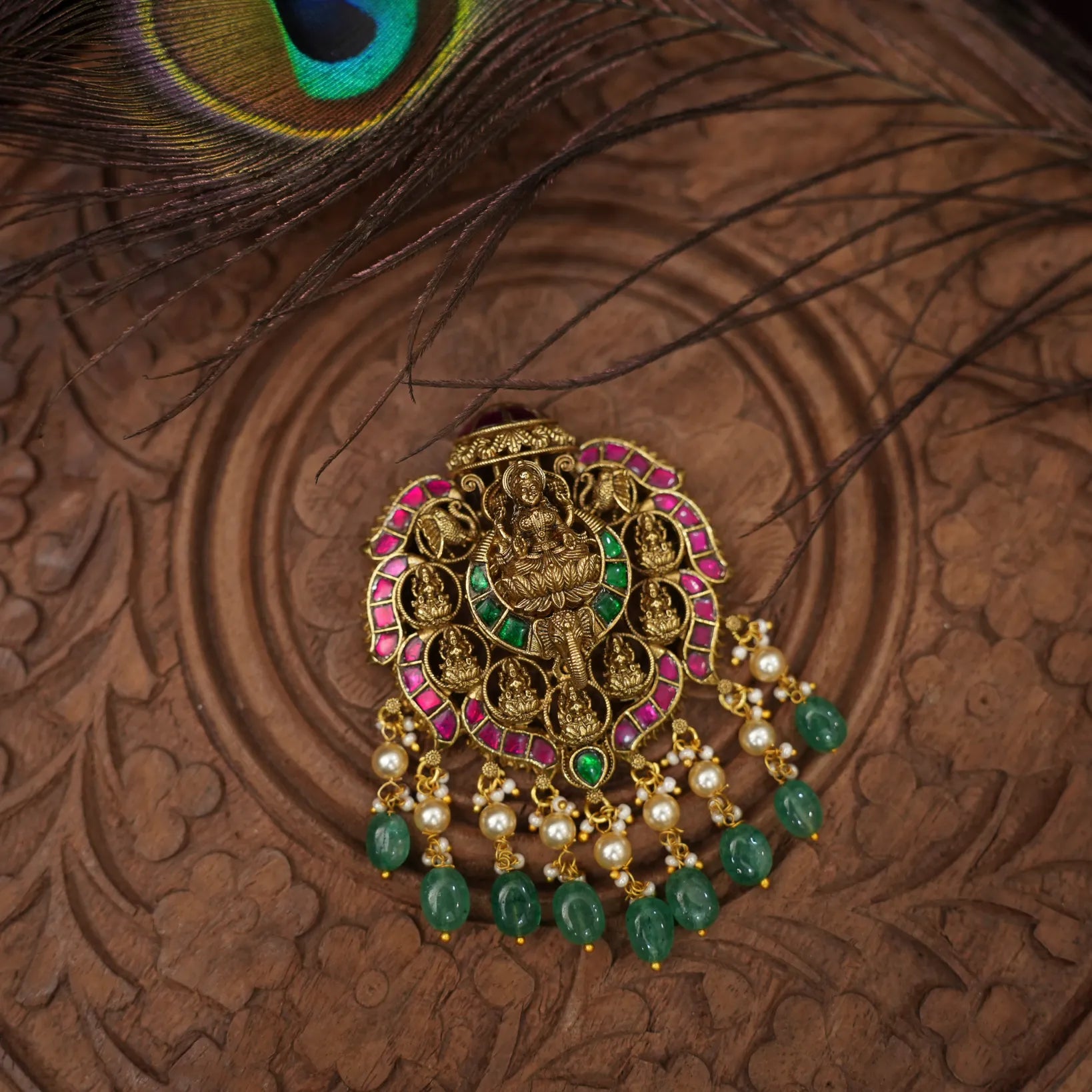 Kairavi Antique Pendant - Red