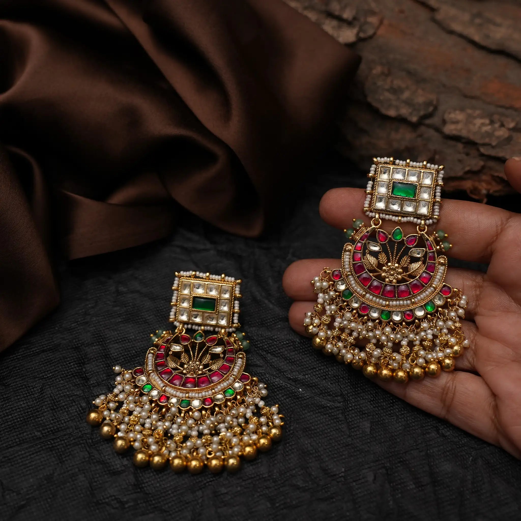 Kairavi Polki Chandbali Earrings