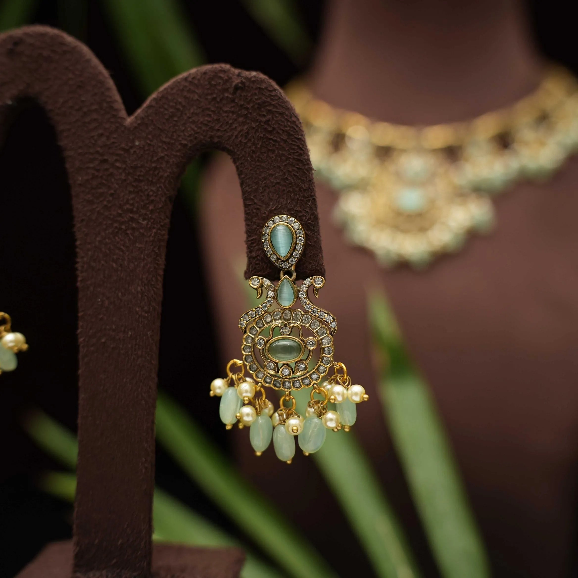 Kairavi Zircon Hasli Necklace - Pastel Green