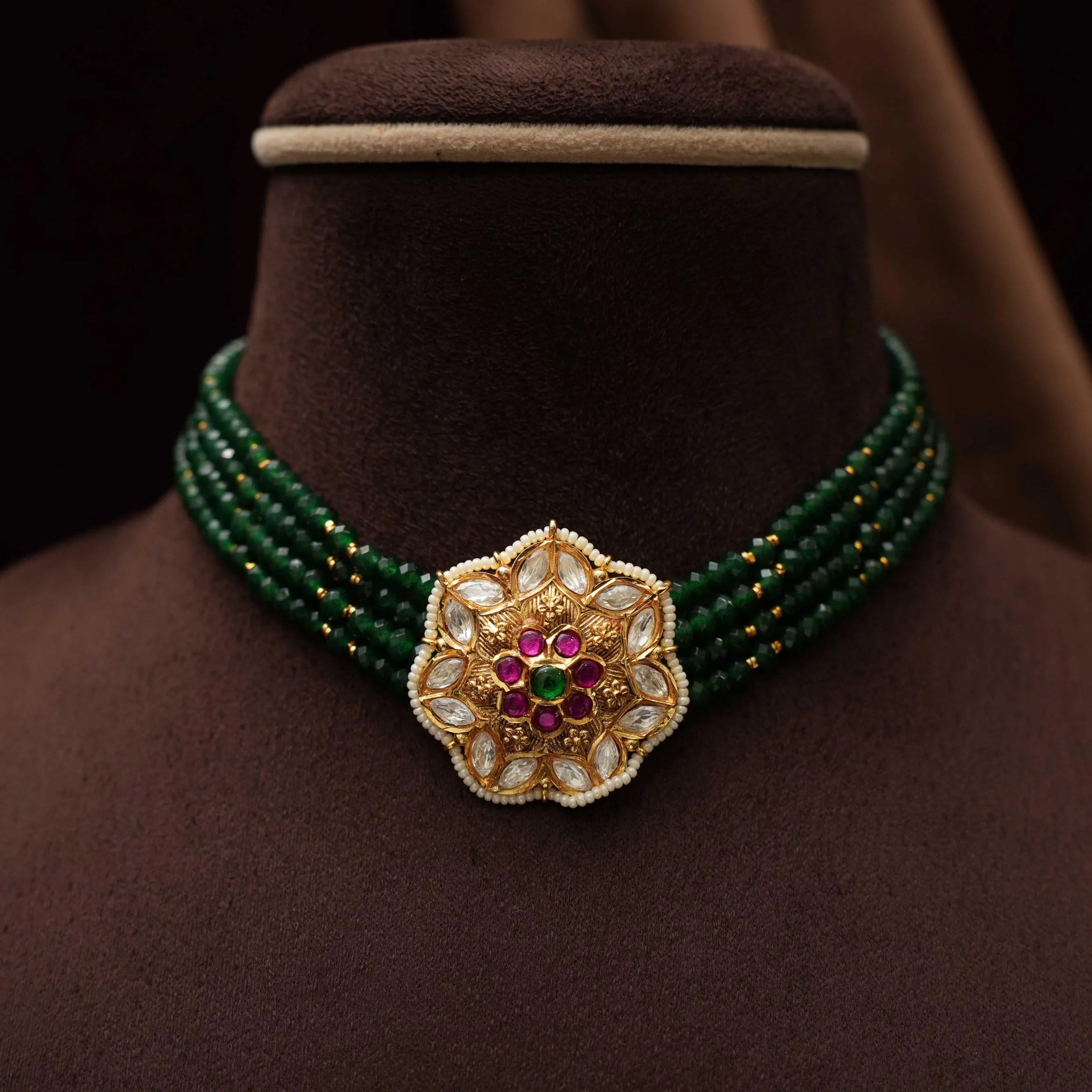 Kaivalya Beaded Choker - Green