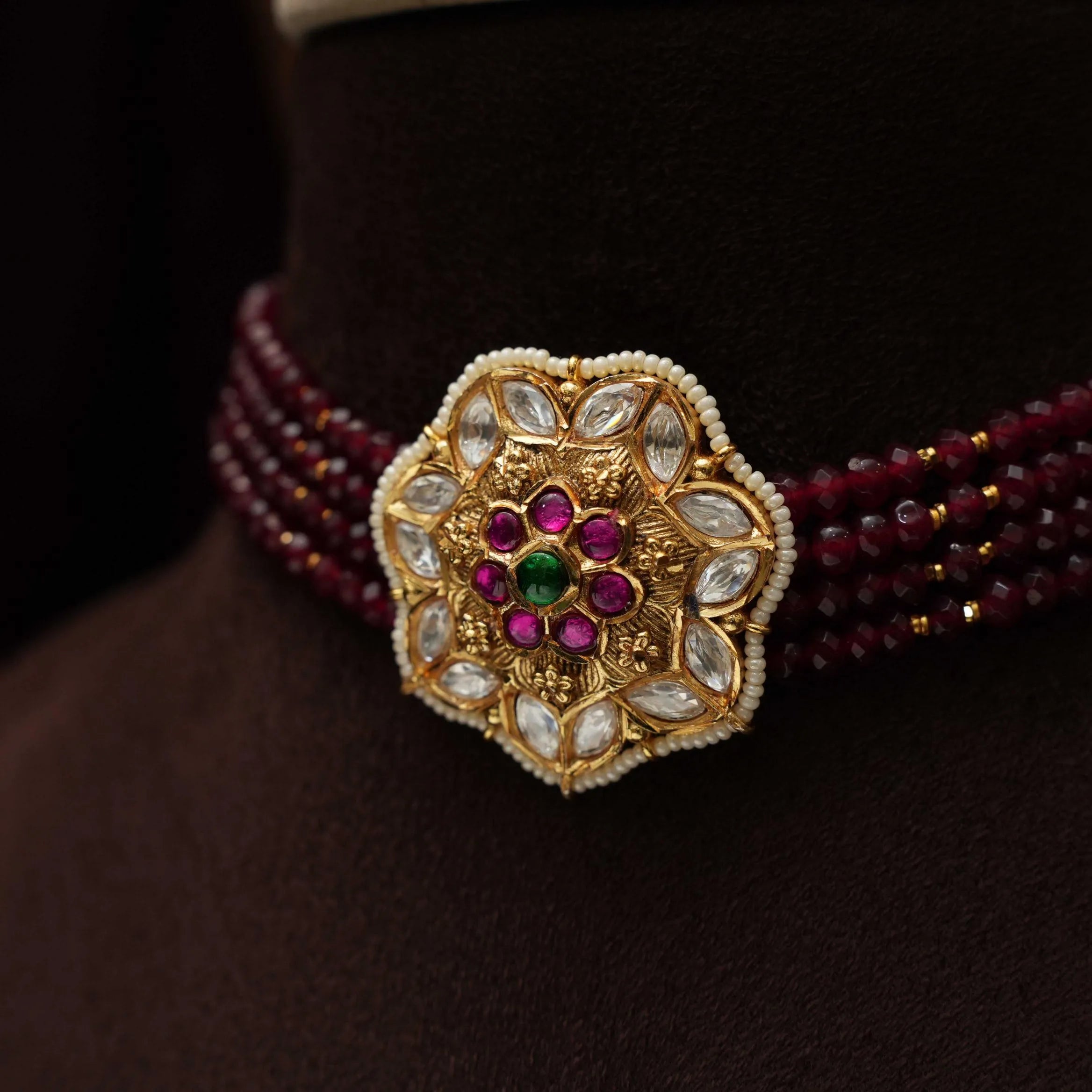Kaivalya Beaded Choker - Maroon