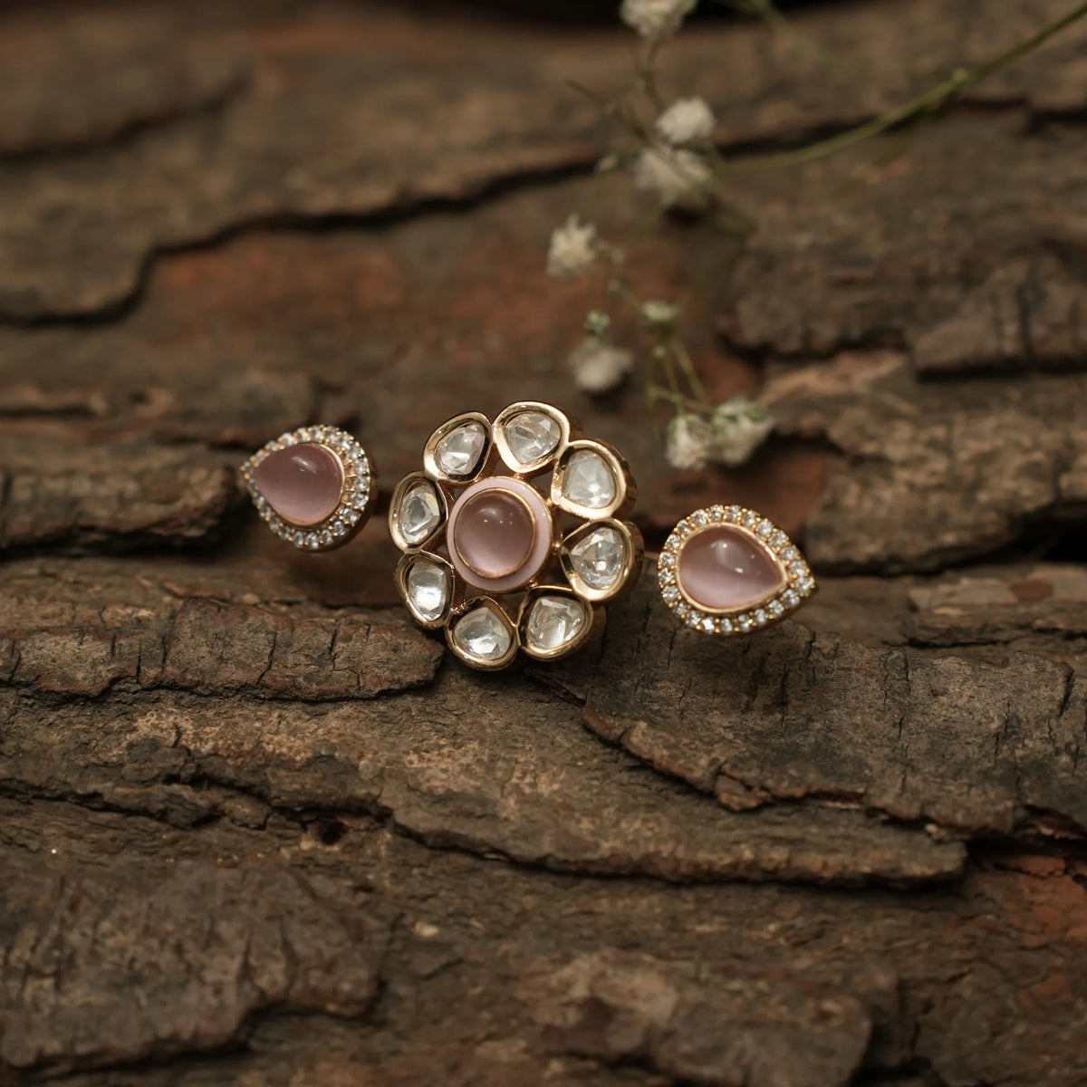 Amrita Polki Ring - Pink