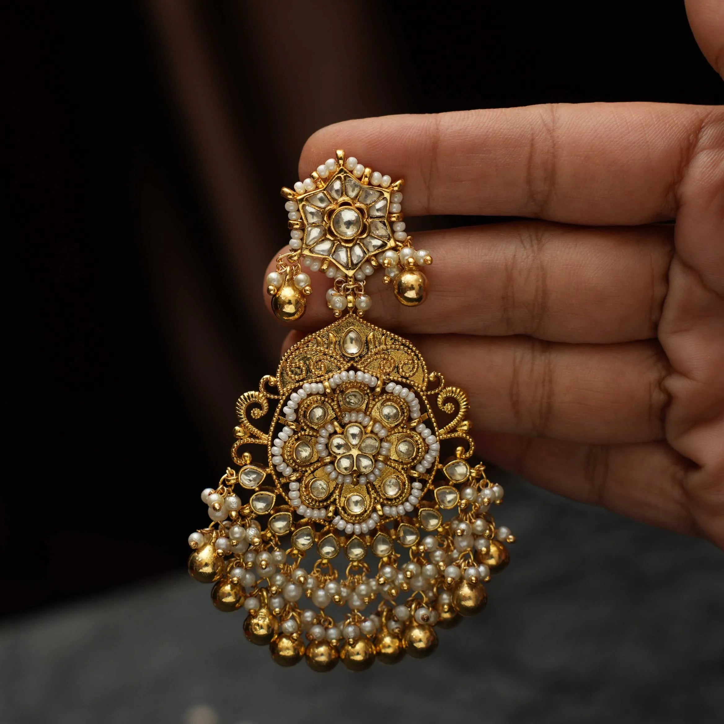Kalika Polki Chandbali Earrings